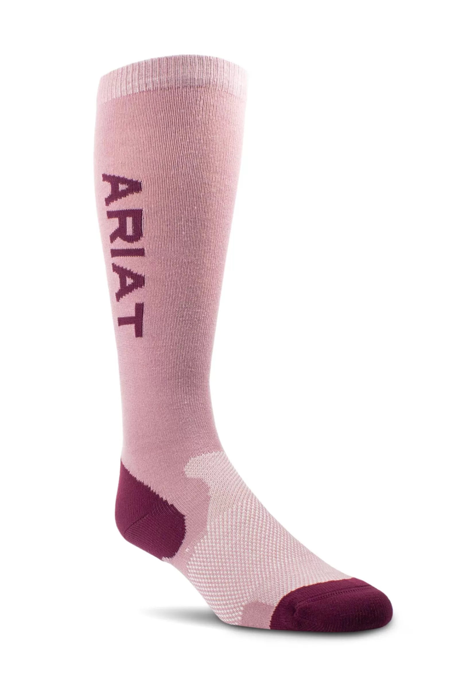 Riding Socks*ariat tek Perf Socks Pink/ Dark Red