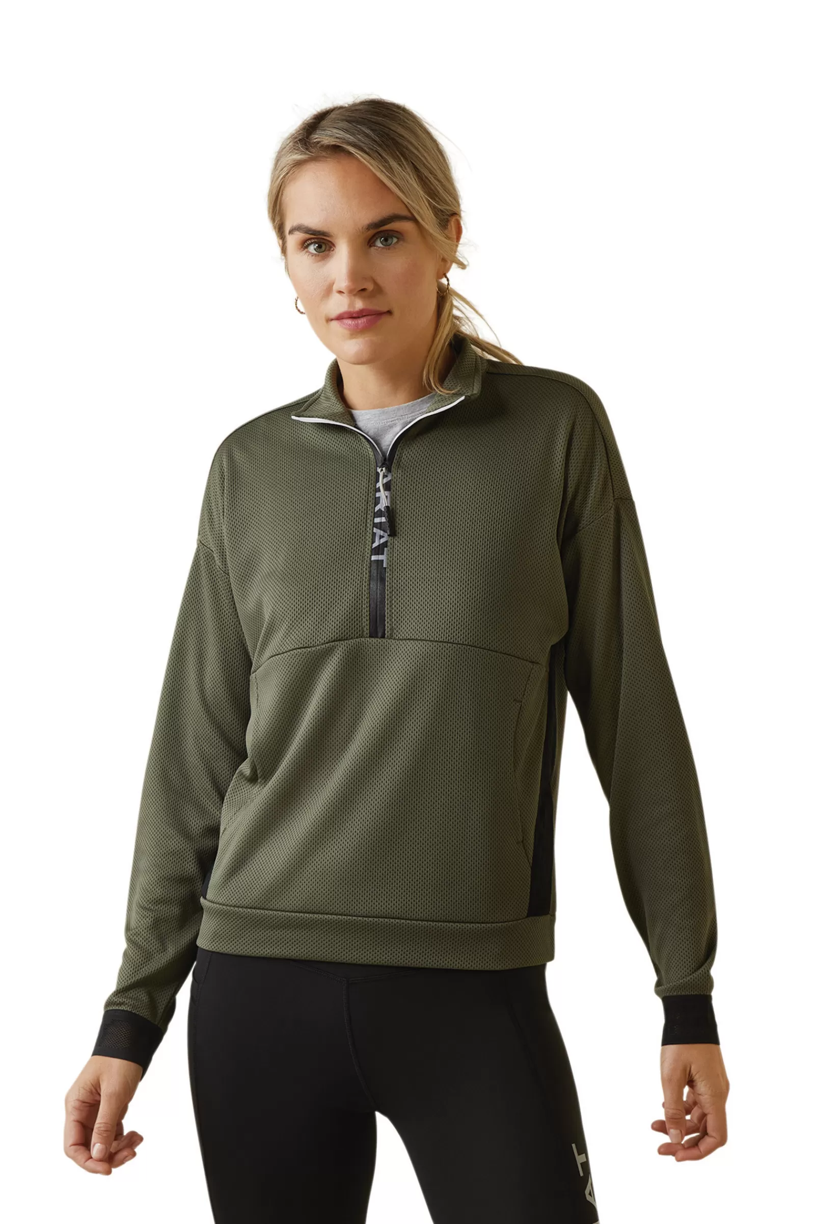 Riding Jumpers & Fleeces*ariat Breathe 1/2 Zip Women'S Sweatshirt Beetle Khaki Green