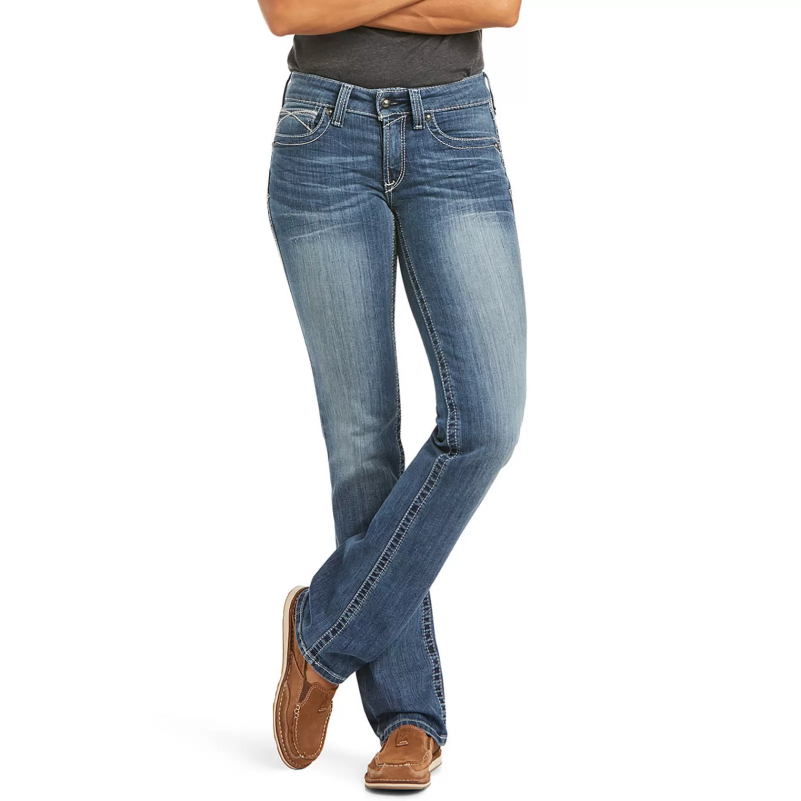 Jodhpurs*ariat Real Stretch Icon Straight Jean For Women Denim Blue