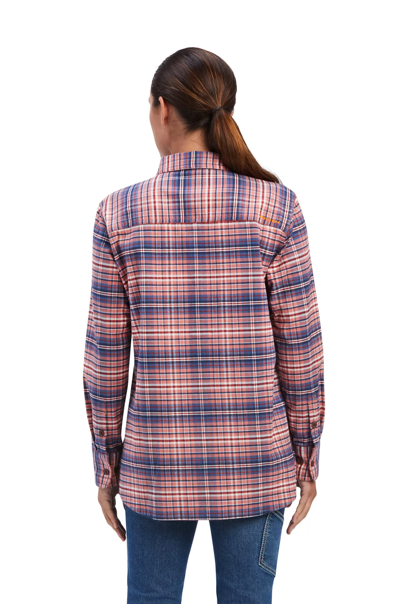 Tops & T-Shirts*ariat Rebar Flannel Durastretch Women'S Longsleeve Work Shirt Cameo Rose Light Pink