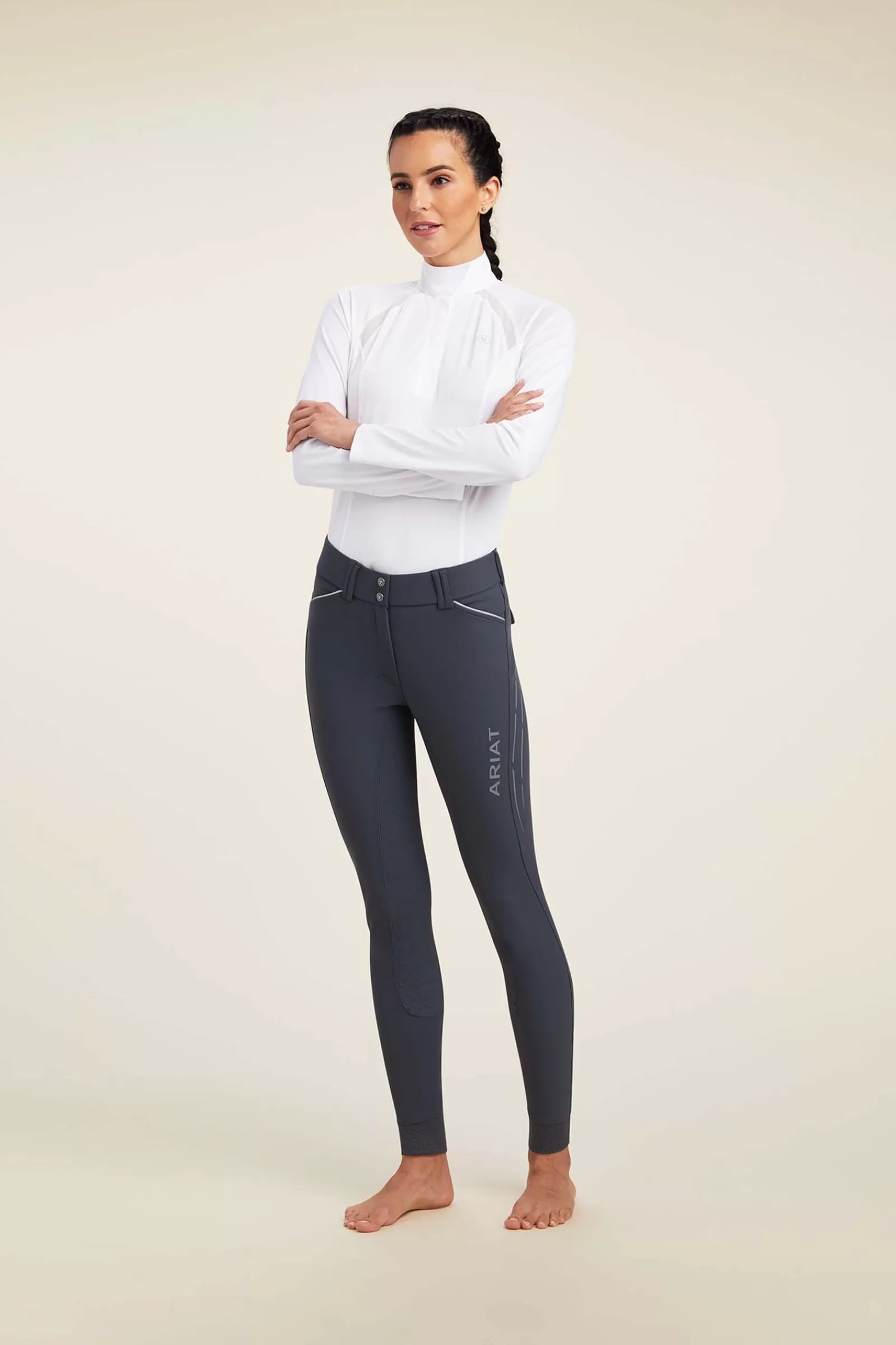 Full Seat Breeches*ariat Tri Factor Lumina Women'S Full Grip Breeches Ebony Dark Grey