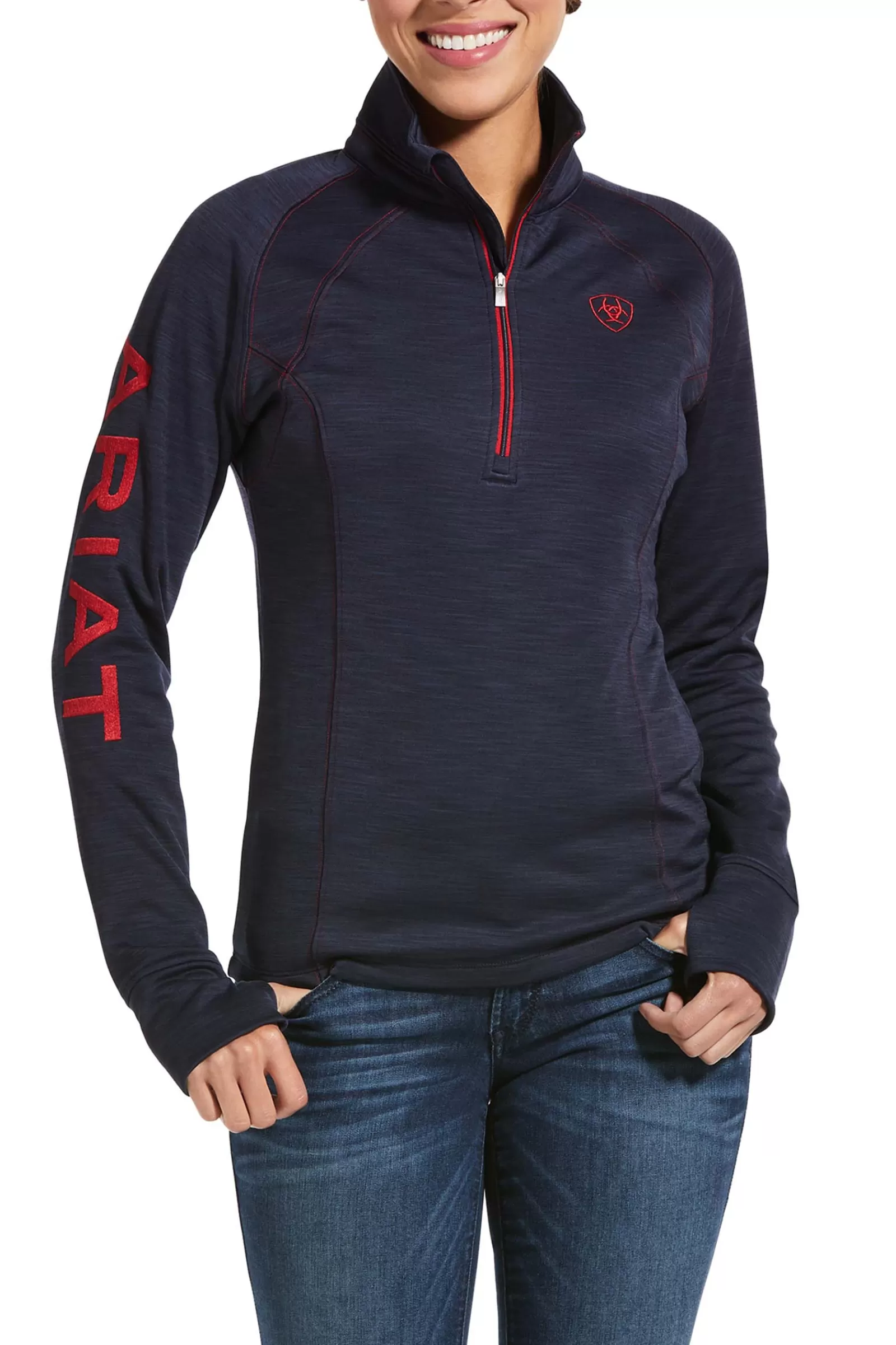 Riding Jumpers & Fleeces*ariat Women'S Laguna 1/4 Zip Longsleeve Dark Blue/Red