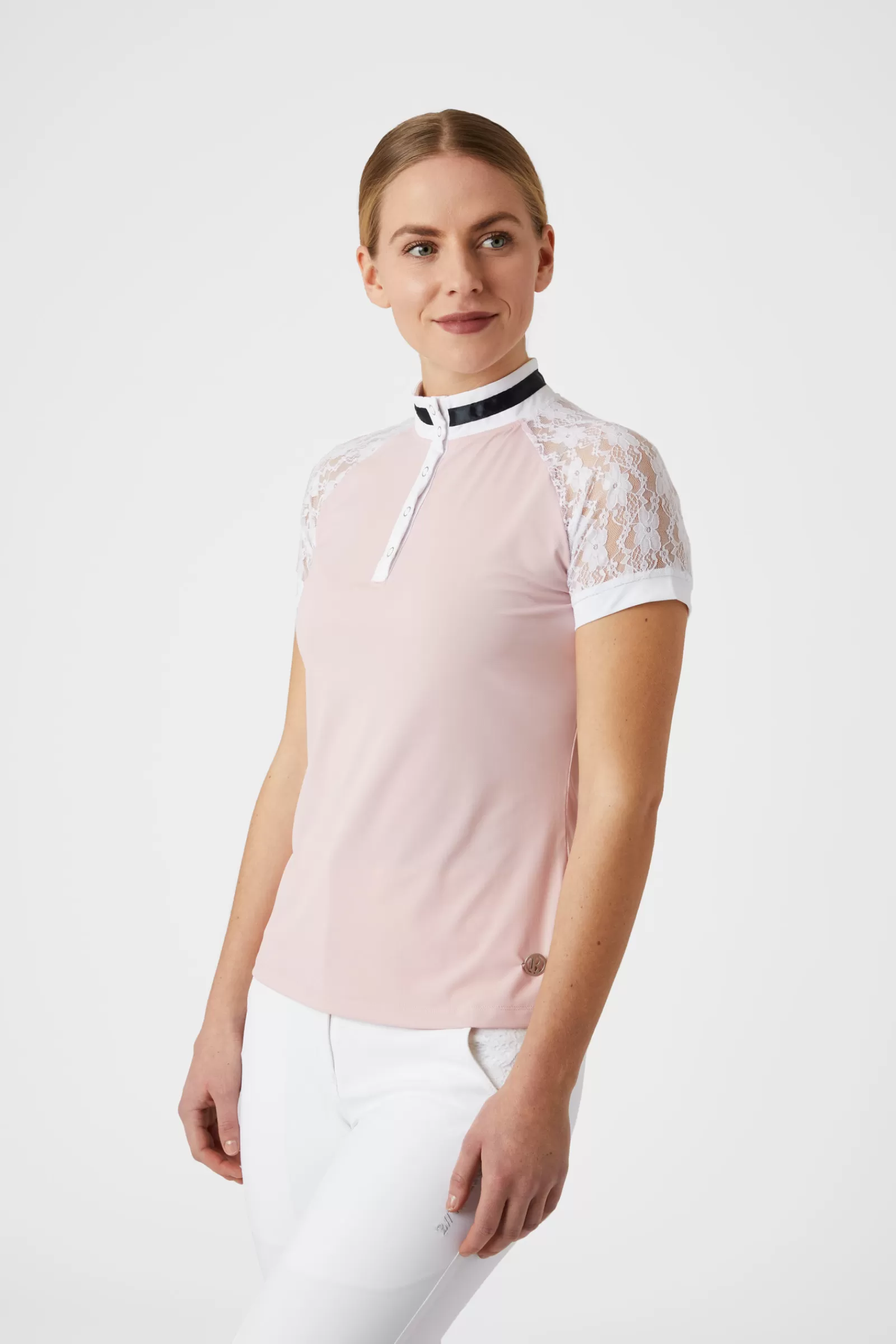 Tops & T-Shirts*bvertigo B Vertigo Lauren Women'S Show Shirt With Lace Sleeves Silver Pink