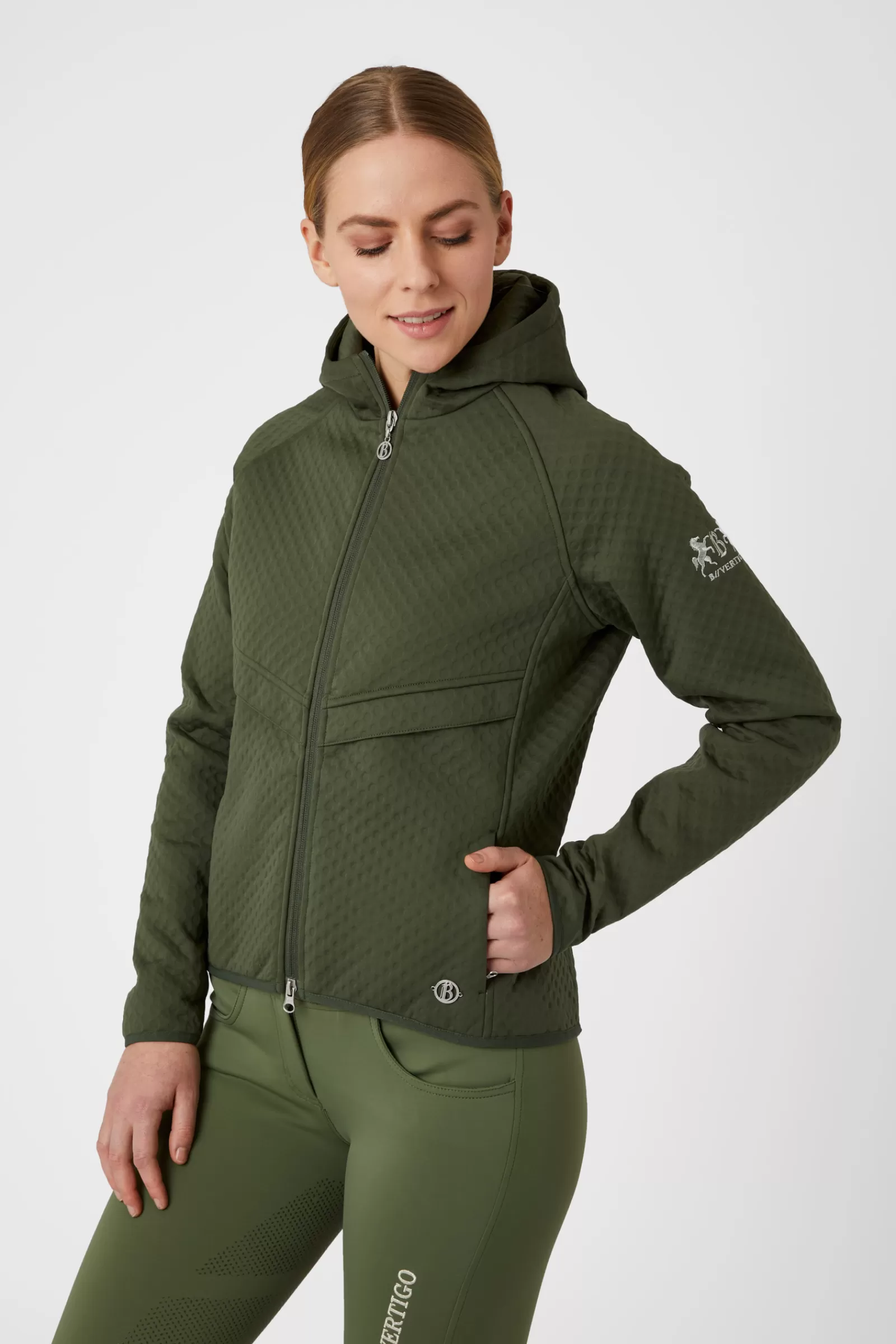 Riding Jumpers & Fleeces*bvertigo B Vertigo Norah Women'S Scuba Fabric Hoodie Riding Jacket Wild Grass Green