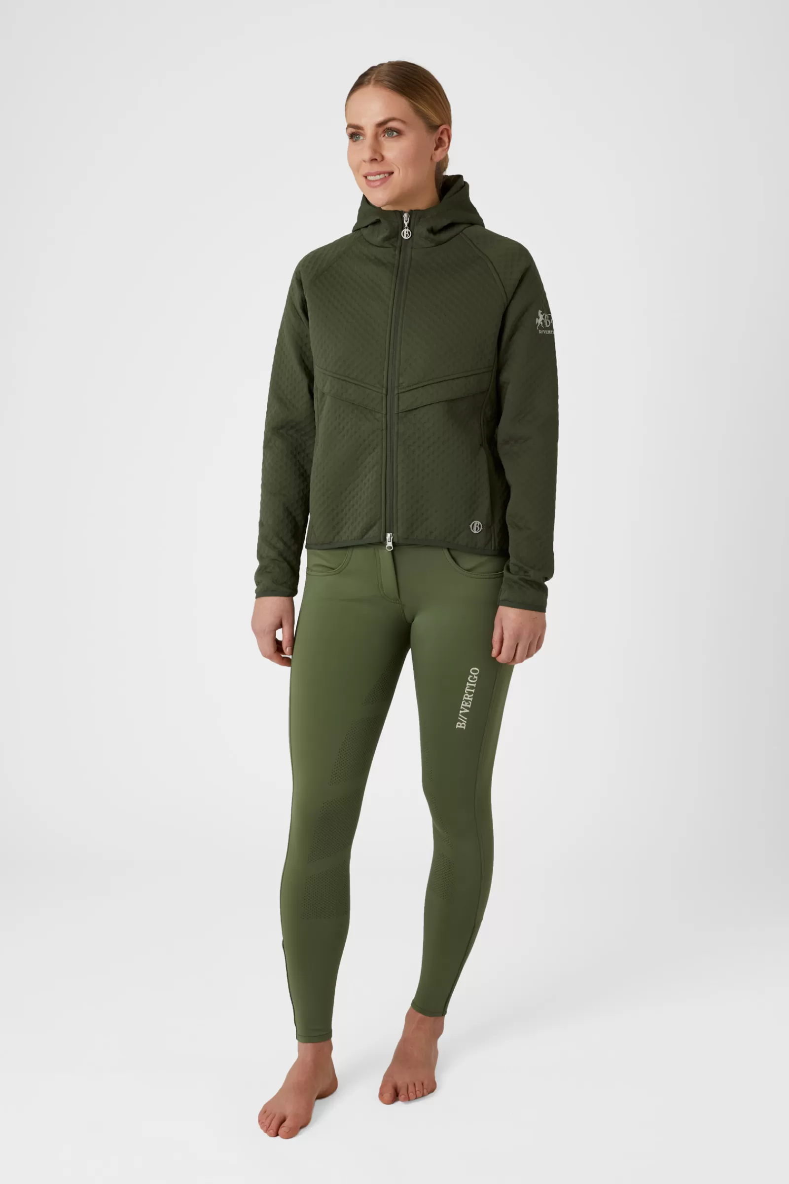 Riding Jumpers & Fleeces*bvertigo B Vertigo Norah Women'S Scuba Fabric Hoodie Riding Jacket Wild Grass Green