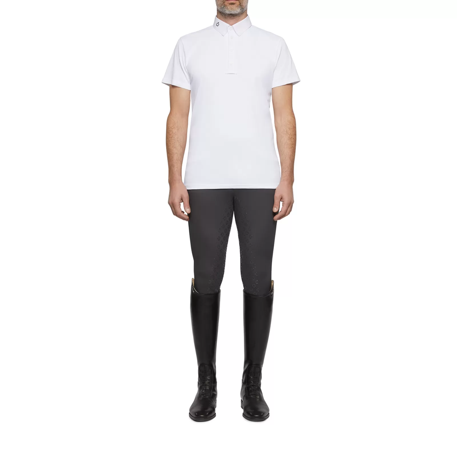 Show Clothing*cavalleriatoscana Cavalleria Toscana Jersey Piquet Men'S Short Sleeve Competition Polo Wh/Ab