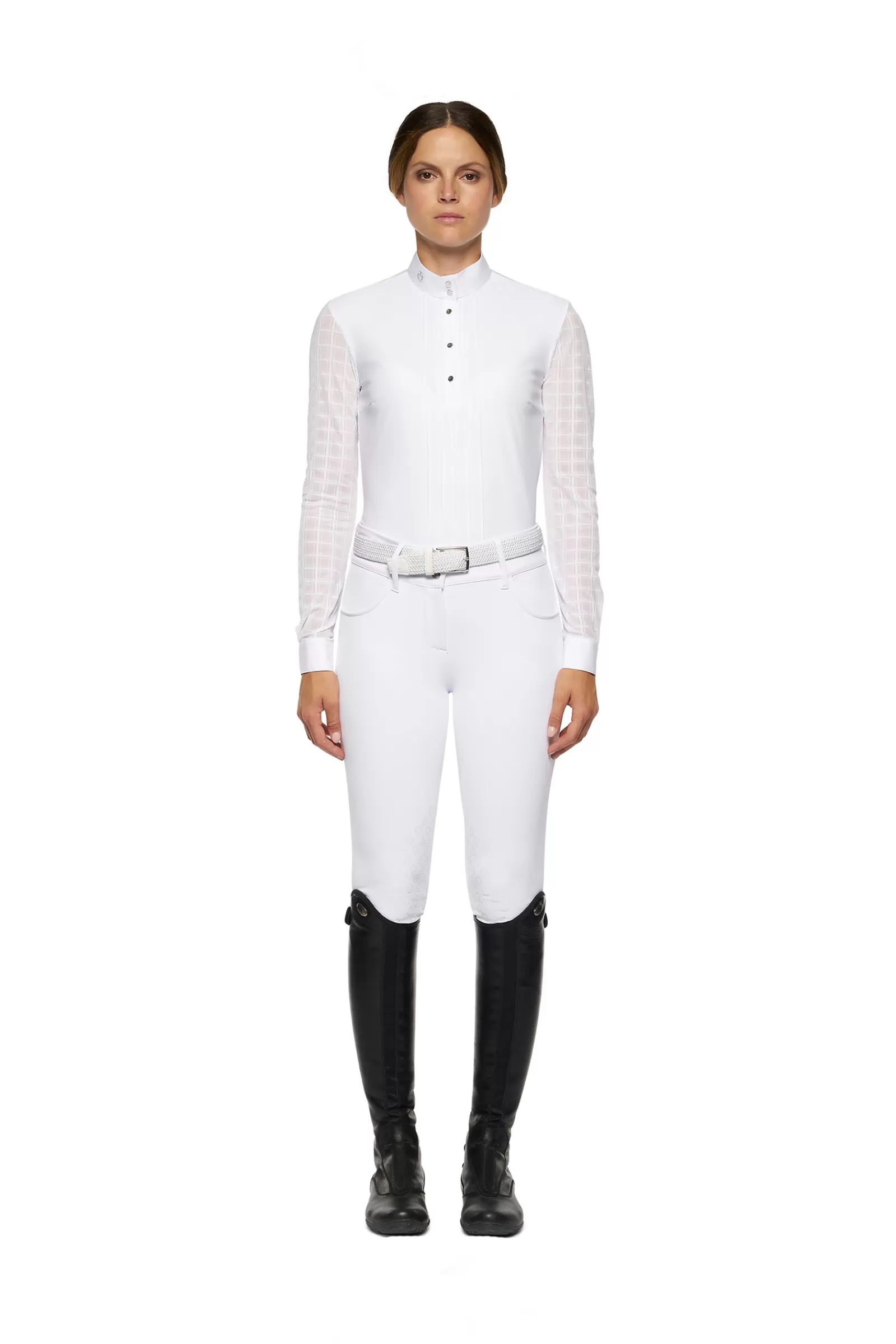 Tops & T-Shirts*cavalleriatoscana Cavalleria Toscana Pleated Women'S Longsleeve Competition Polo White/ Knit