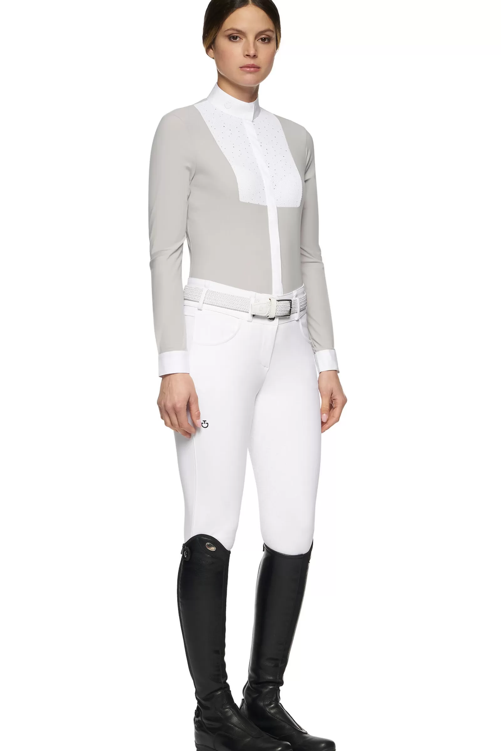 Show Clothing*cavalleriatoscana Cavalleria Toscana Women'S Show Longsleeve With Bib Light Grey