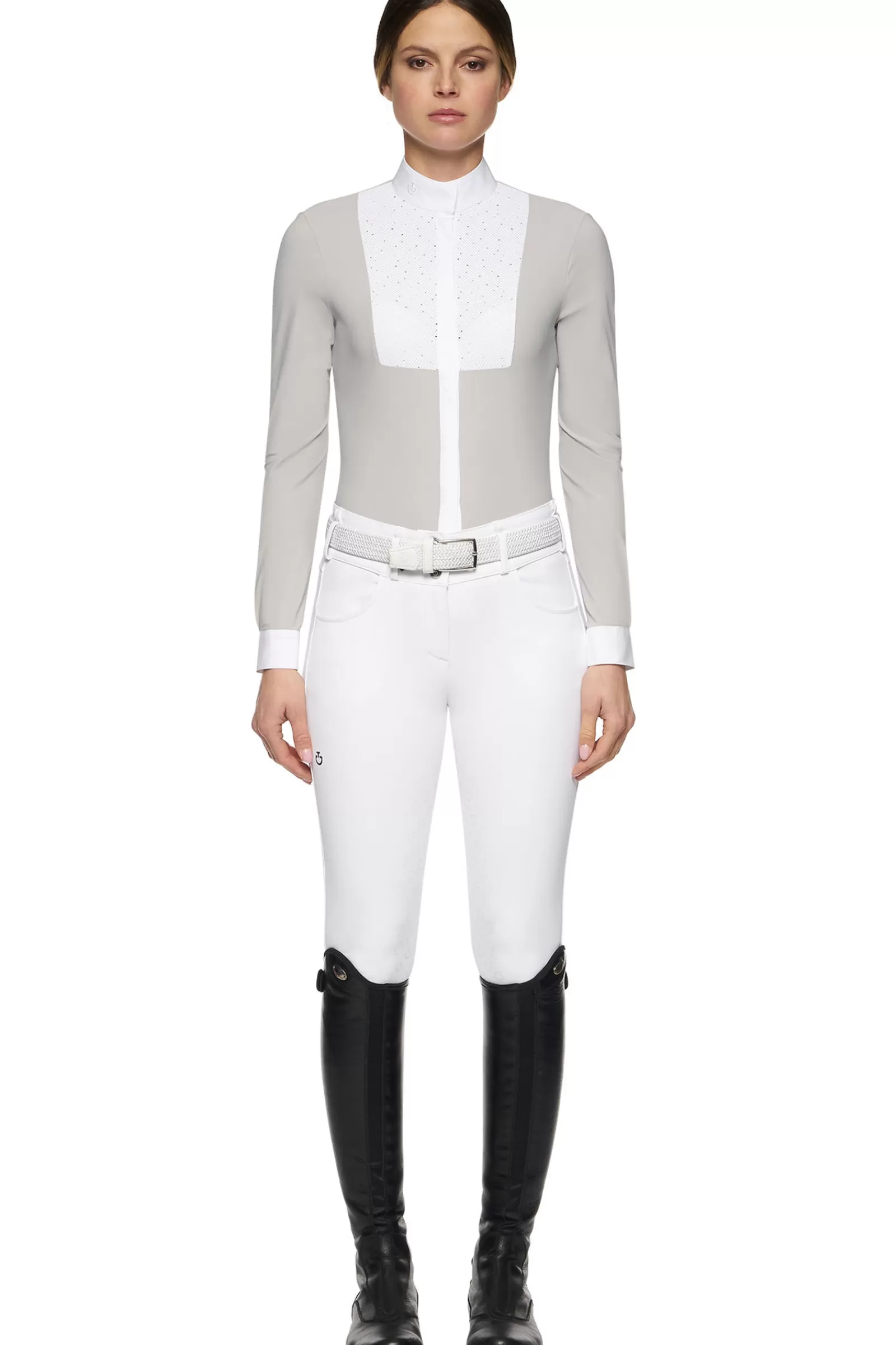 Show Clothing*cavalleriatoscana Cavalleria Toscana Women'S Show Longsleeve With Bib Light Grey