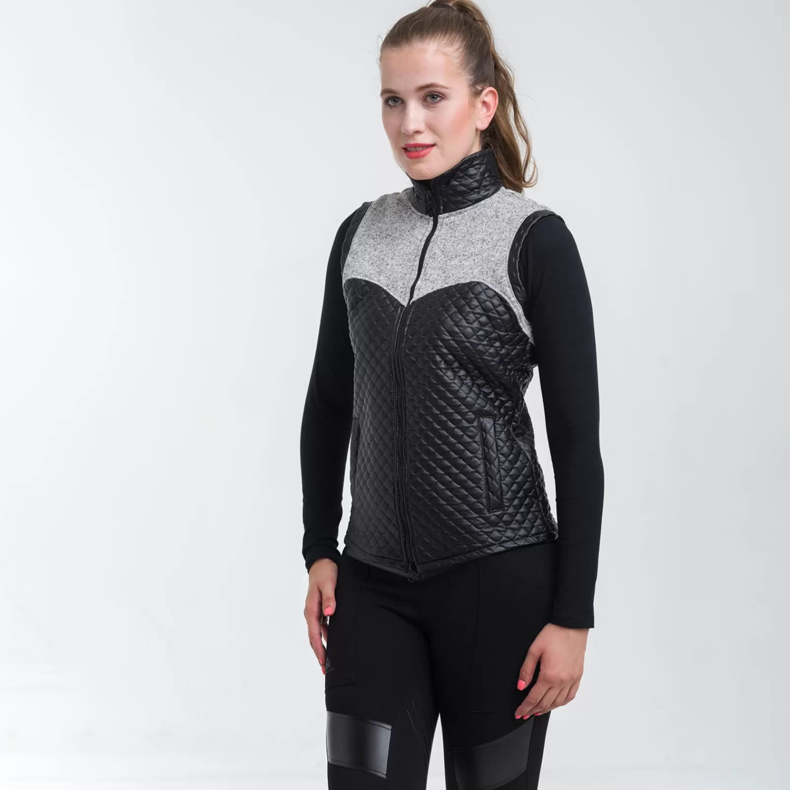 Coats & Jackets*cavalliera Capital Knitted Riding Vest W/ Waterproof Inserts Black/Melange Grey