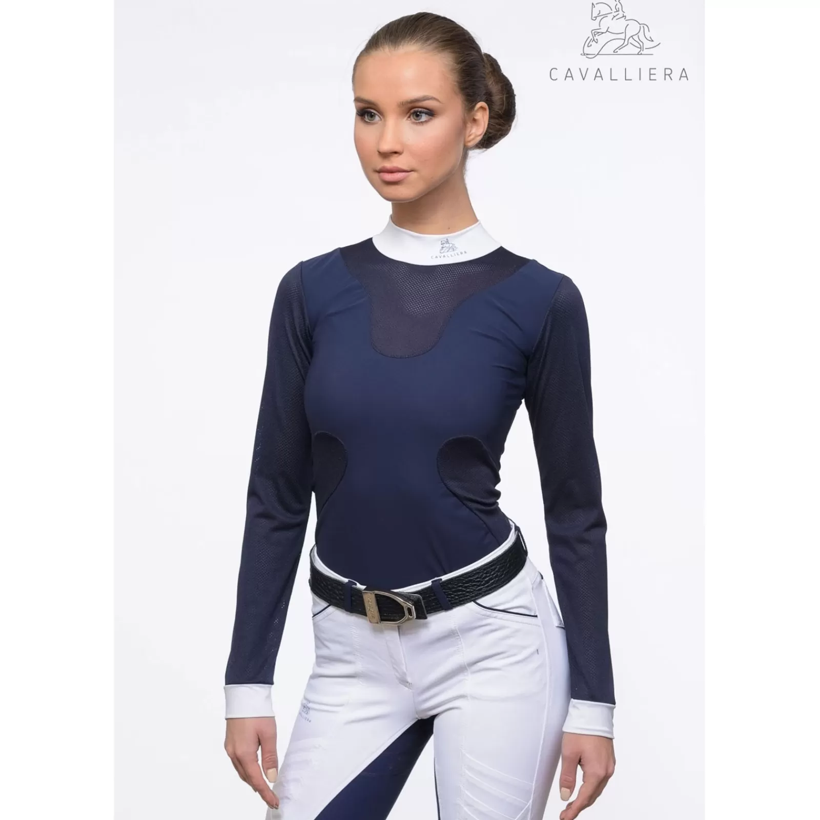 Show Clothing*cavalliera Riding Show Shirt High Style Long Sleeve Dark Blue/Dark Blue