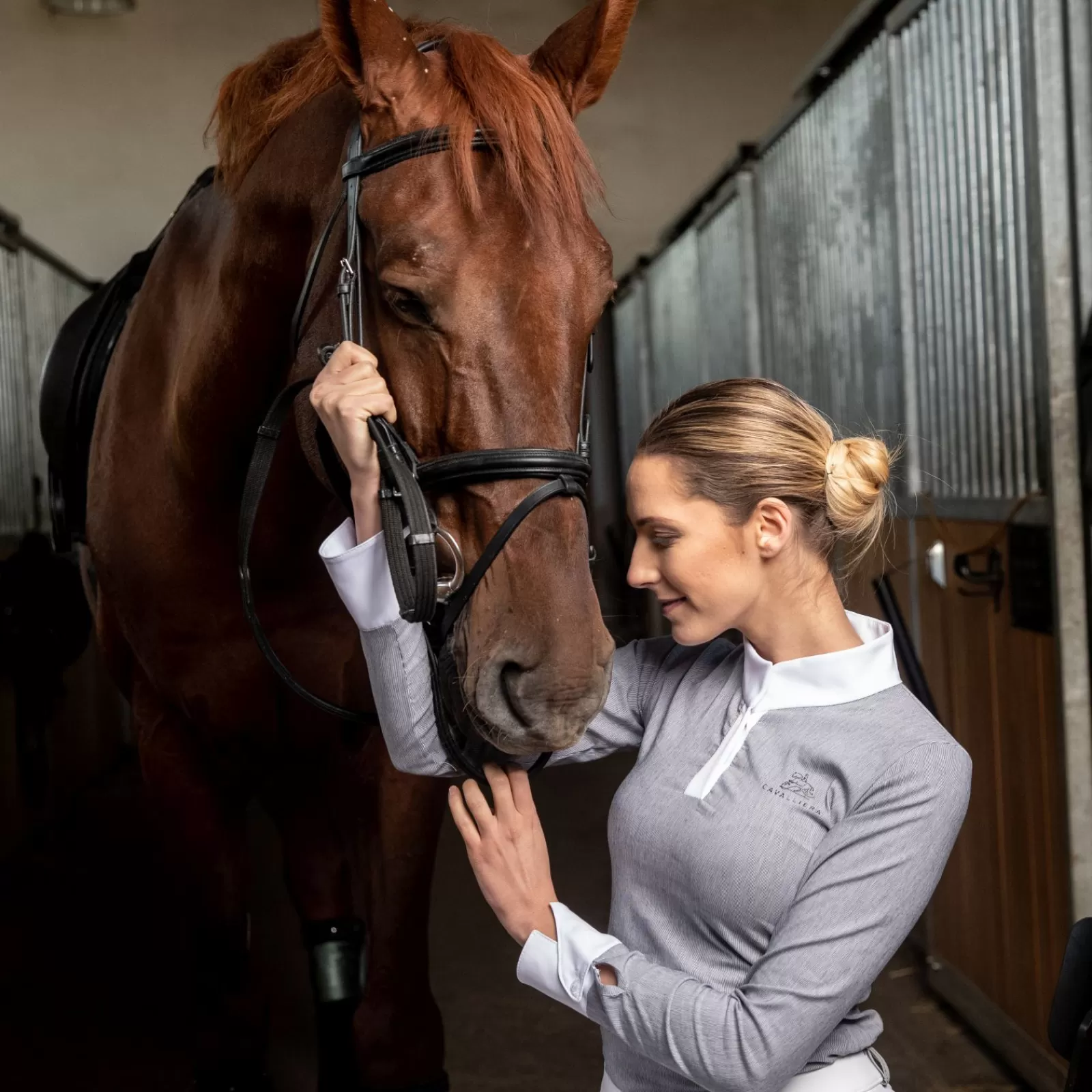 Show Clothing*cavalliera Universe Long Sleeve Riding Show Shirt White/Black