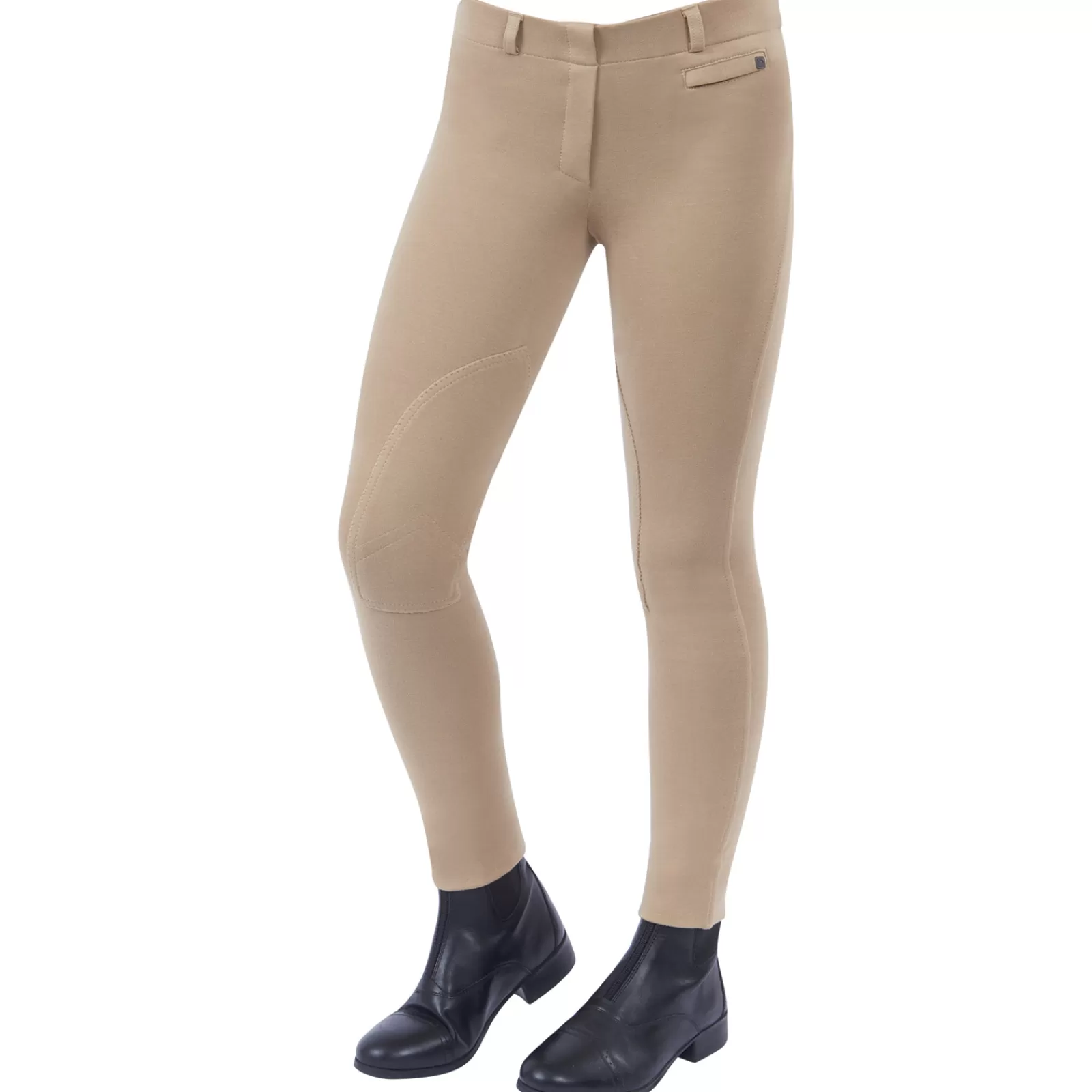 Jodhpurs & Breeches*dublin Supa-Fit Pull On Knee Patch Jodhpurs, Junior Beige