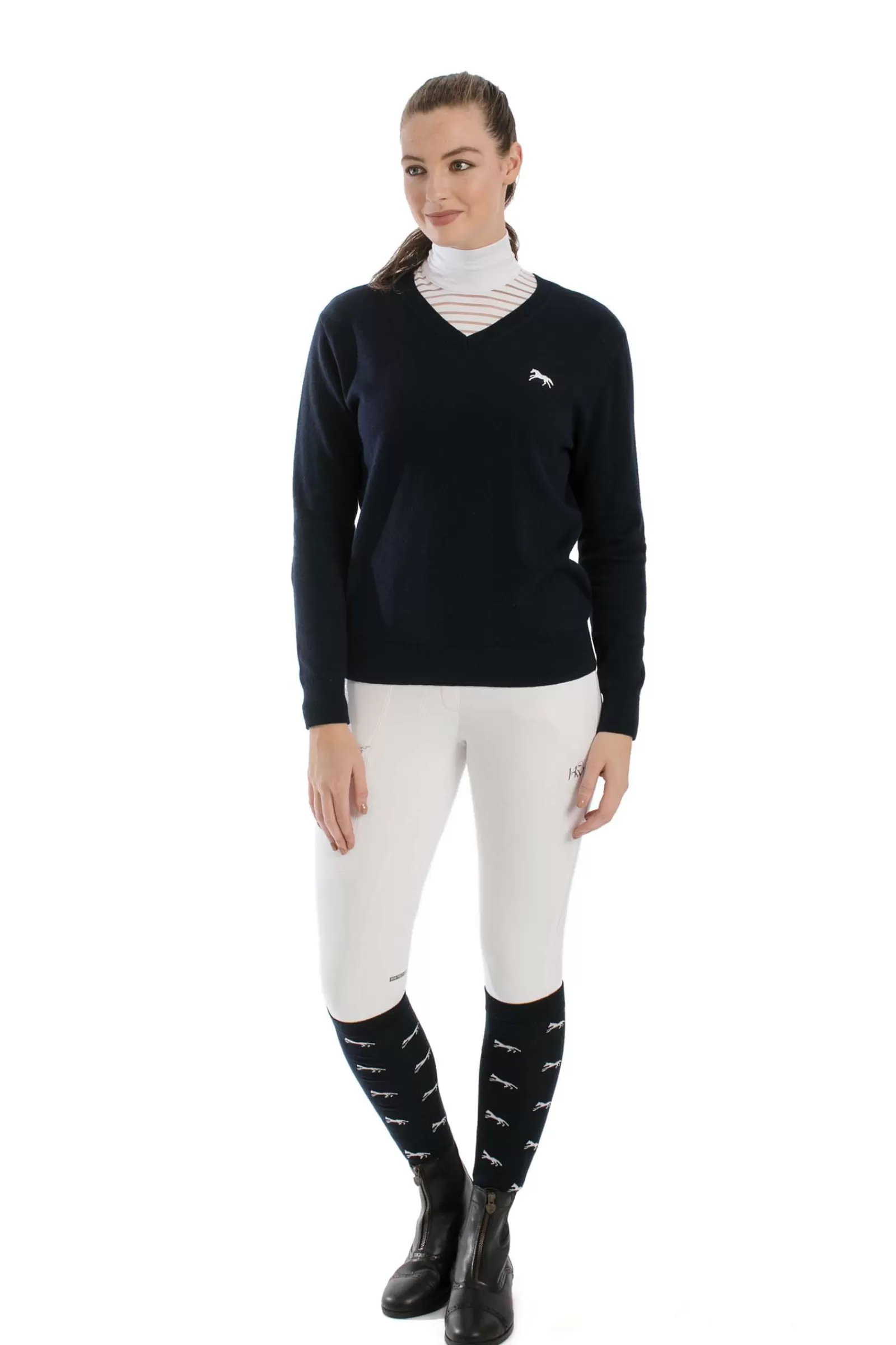 Tops & T-Shirts*horseware Signature Cotton Knit V-Neck Db/Ab