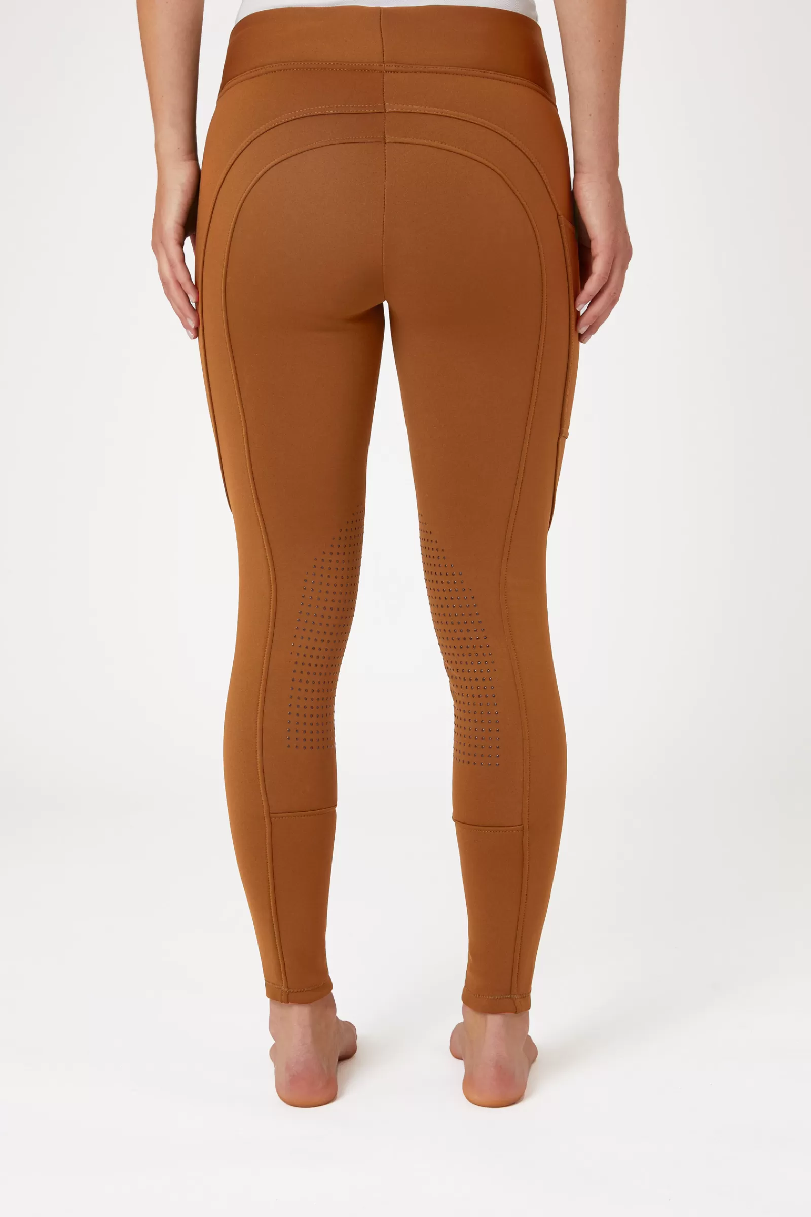 Riding Tights*horze Active Women'S Knee Grip Winter Riding Tights With Phone Pocket Caramel Cafe