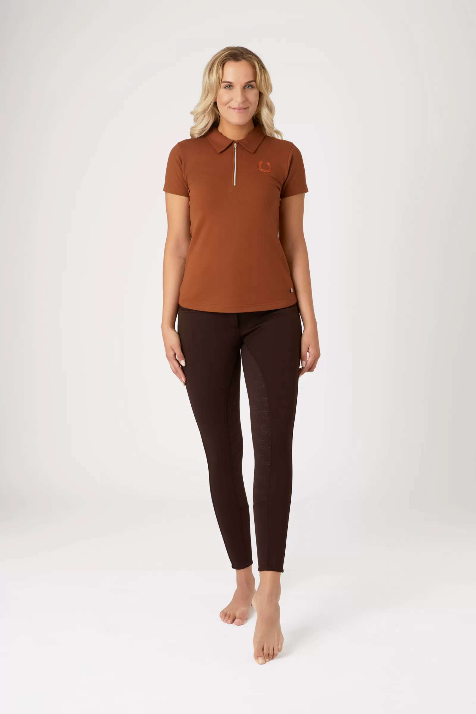Tops & T-Shirts*horze Amy Women'S Short Sleeve Cotton Stretch Polo Shirt Brown Robe