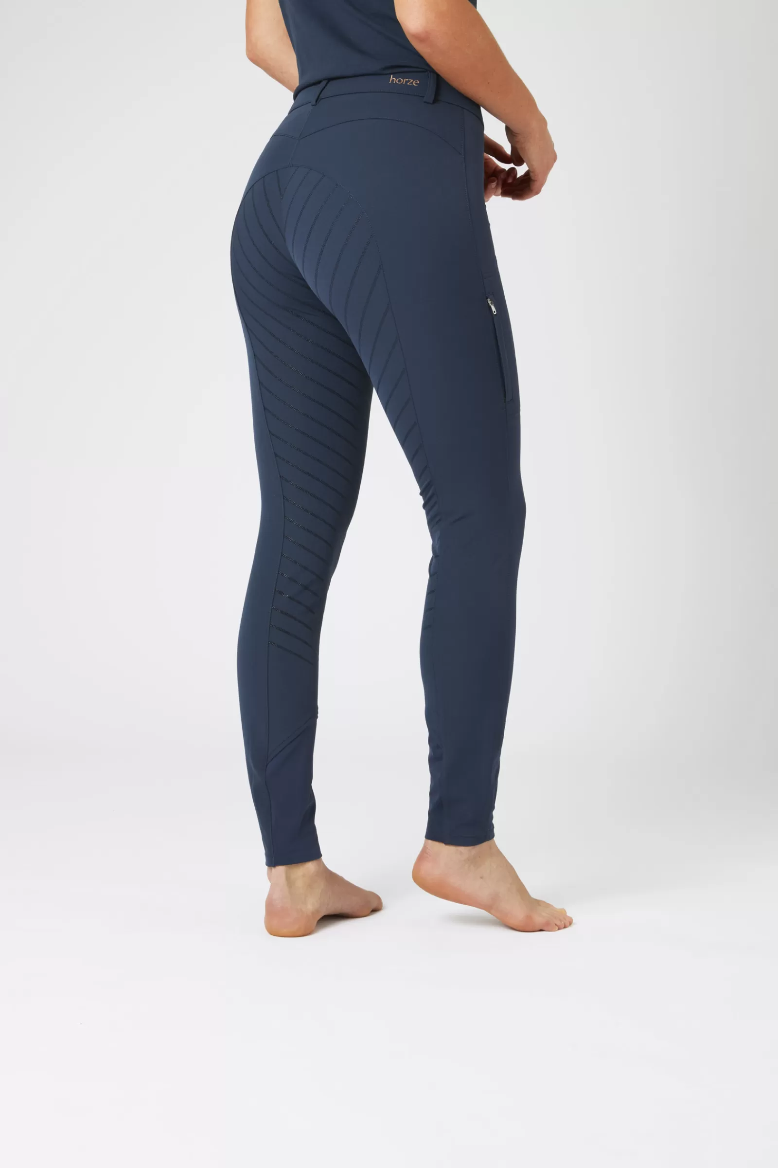 Full Seat Breeches*horze Anna Women'S Silicone Full Seat Breeches With Phone Pocket Obscure Night Blue