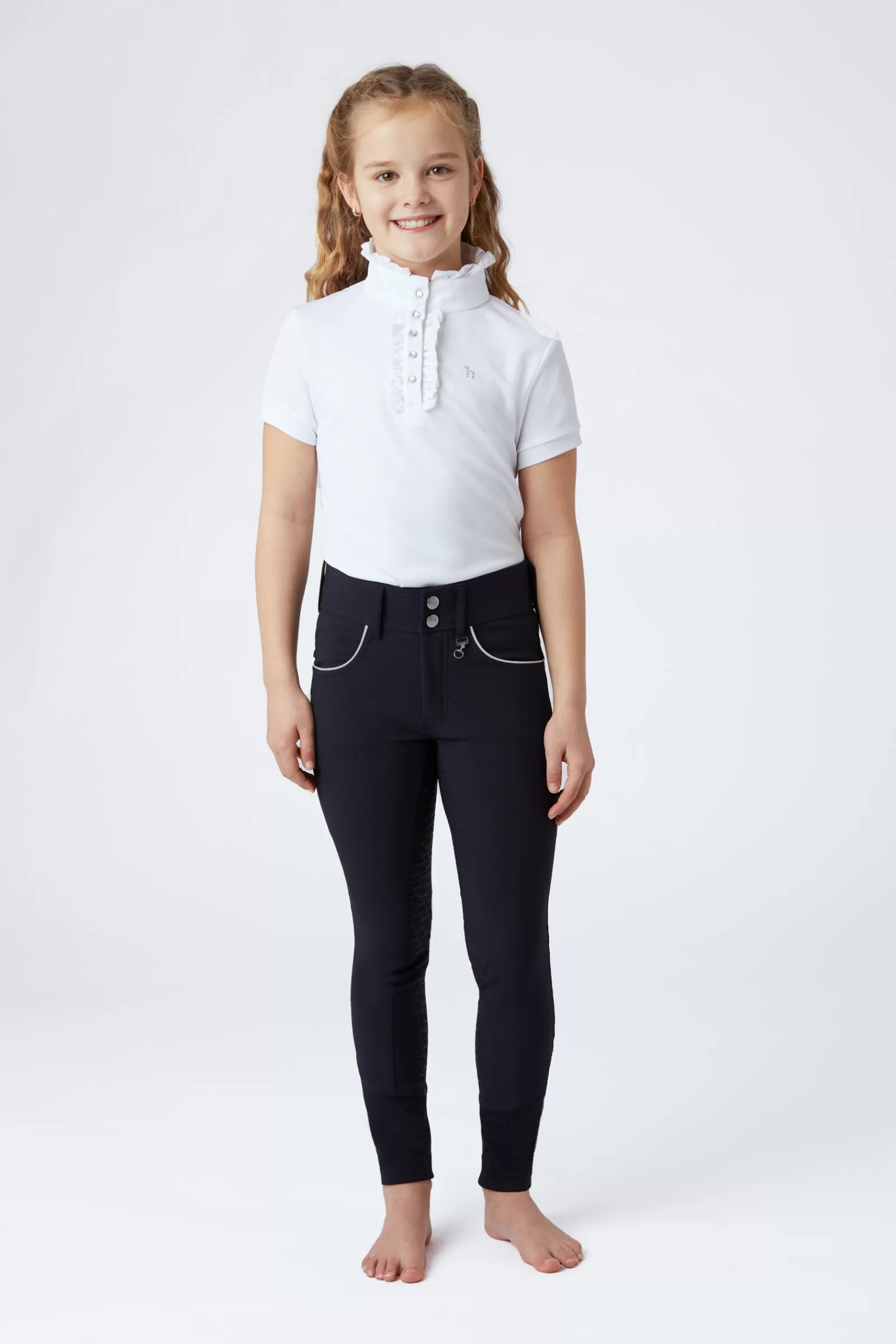 Jodhpurs & Breeches*horze Aubrey Kid'S High Waist Breeches With Silicone Full Seat Dark Navy