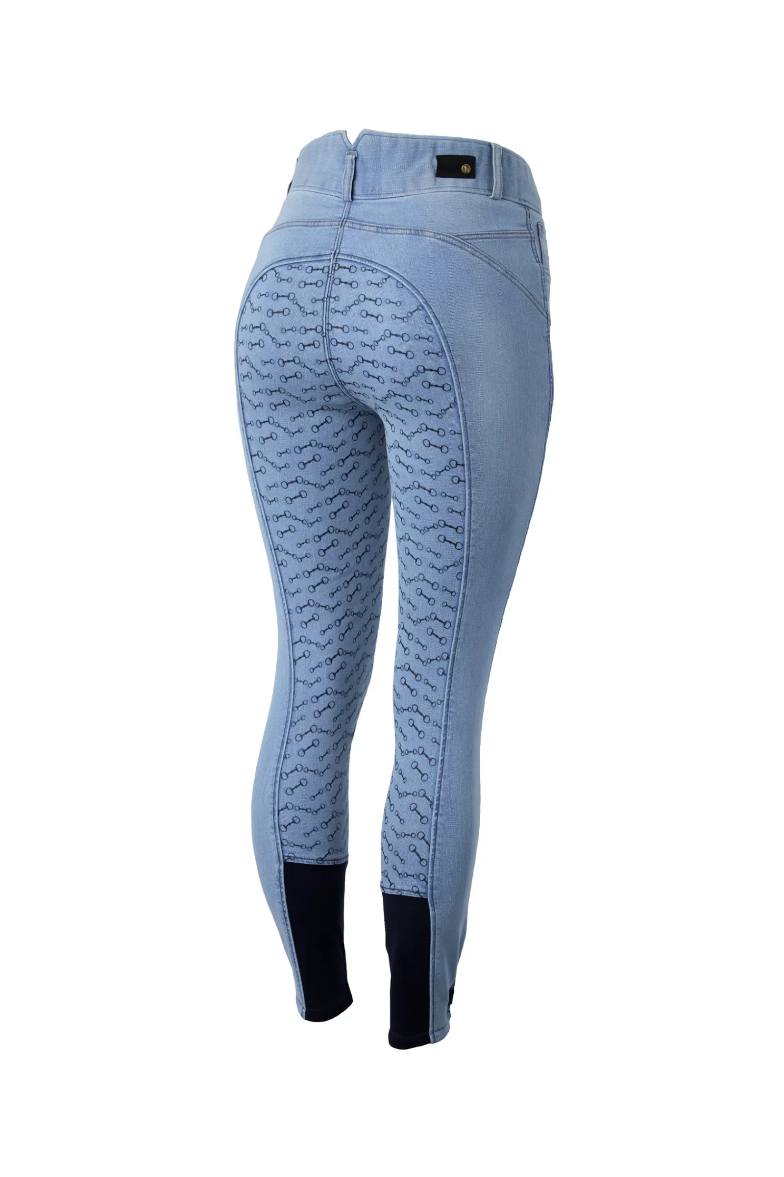 Full Seat Breeches*horze Cecilia Women'S Denim Silicone Full Seat Breeches With Back Detail Light Denim Blue