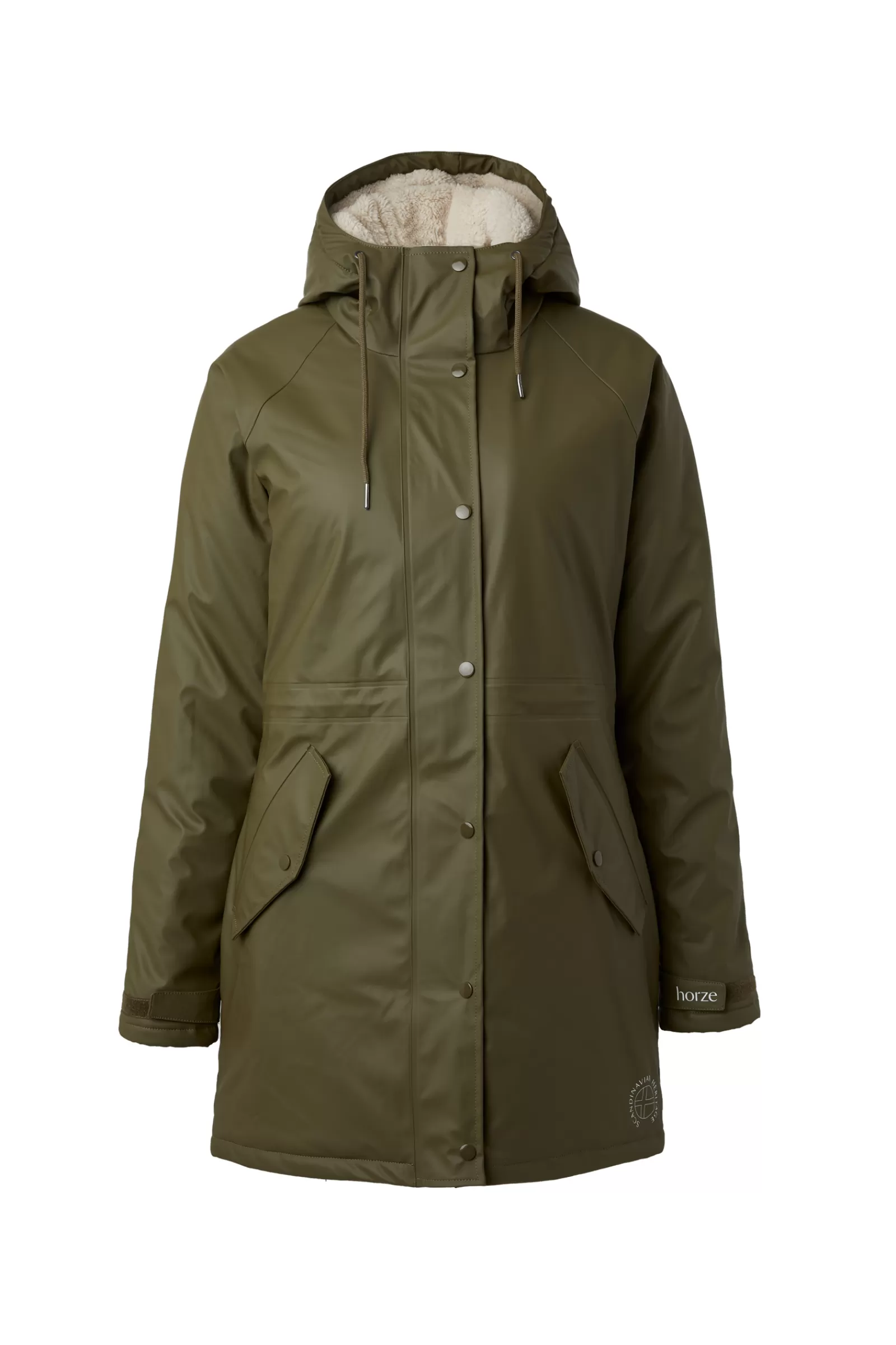 Coats & Jackets*horze Dania Women'S Winter Raincoat With Fleece Lining Olive Drab