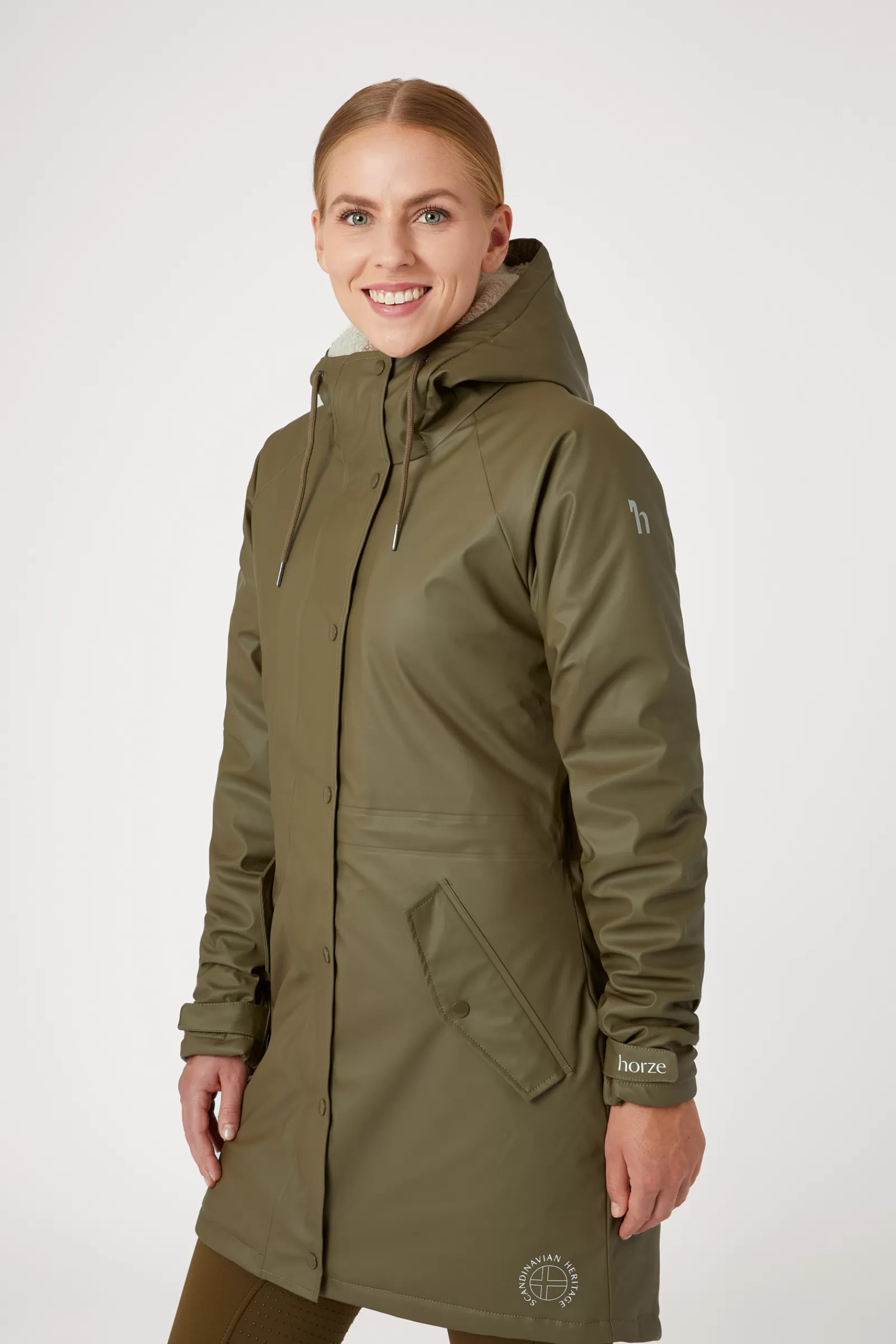 Coats & Jackets*horze Dania Women'S Winter Raincoat With Fleece Lining Olive Drab