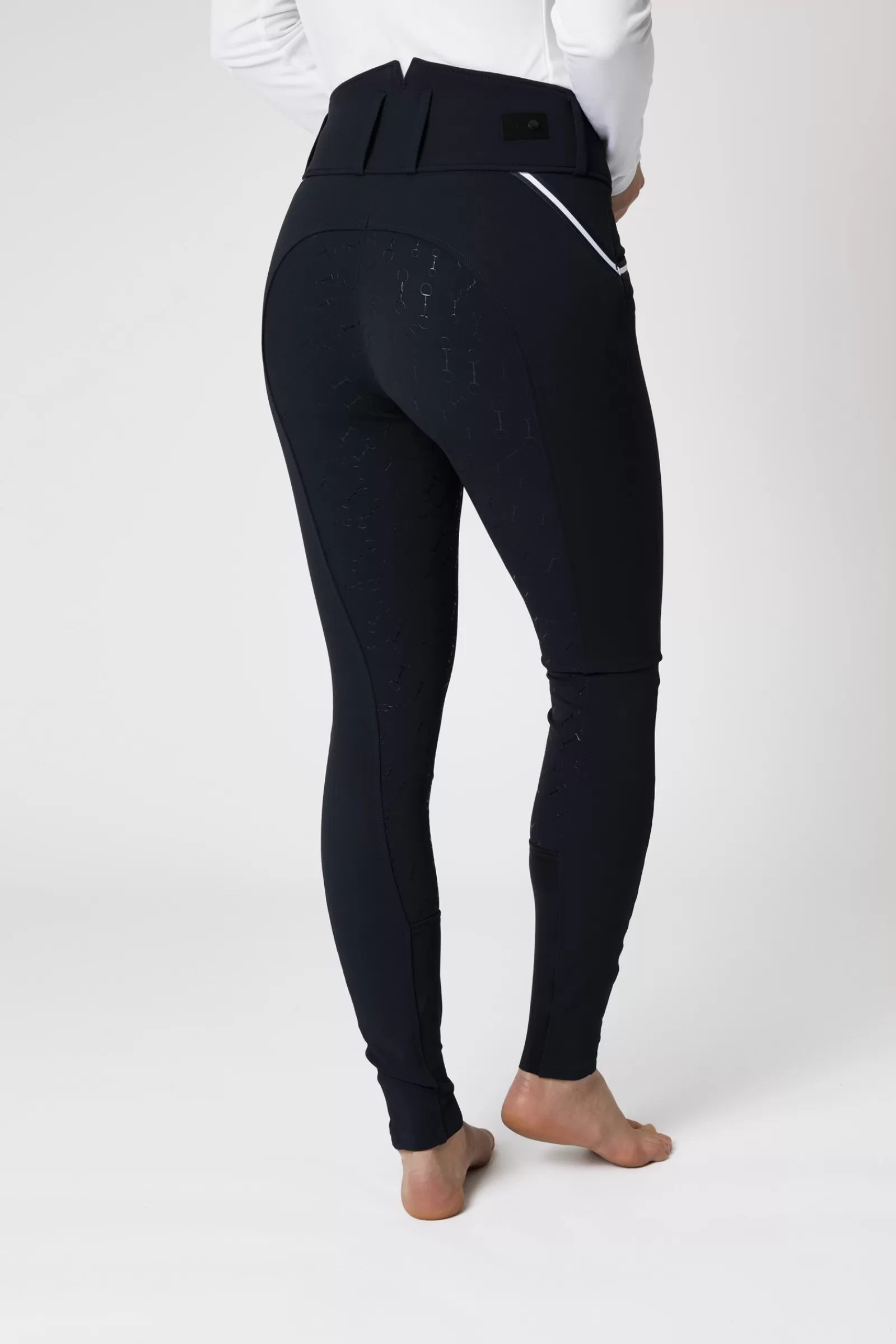 Full Seat Breeches*horze Della High Waist Silicone Full Seat Breeches With Piping For Woman Dark Navy