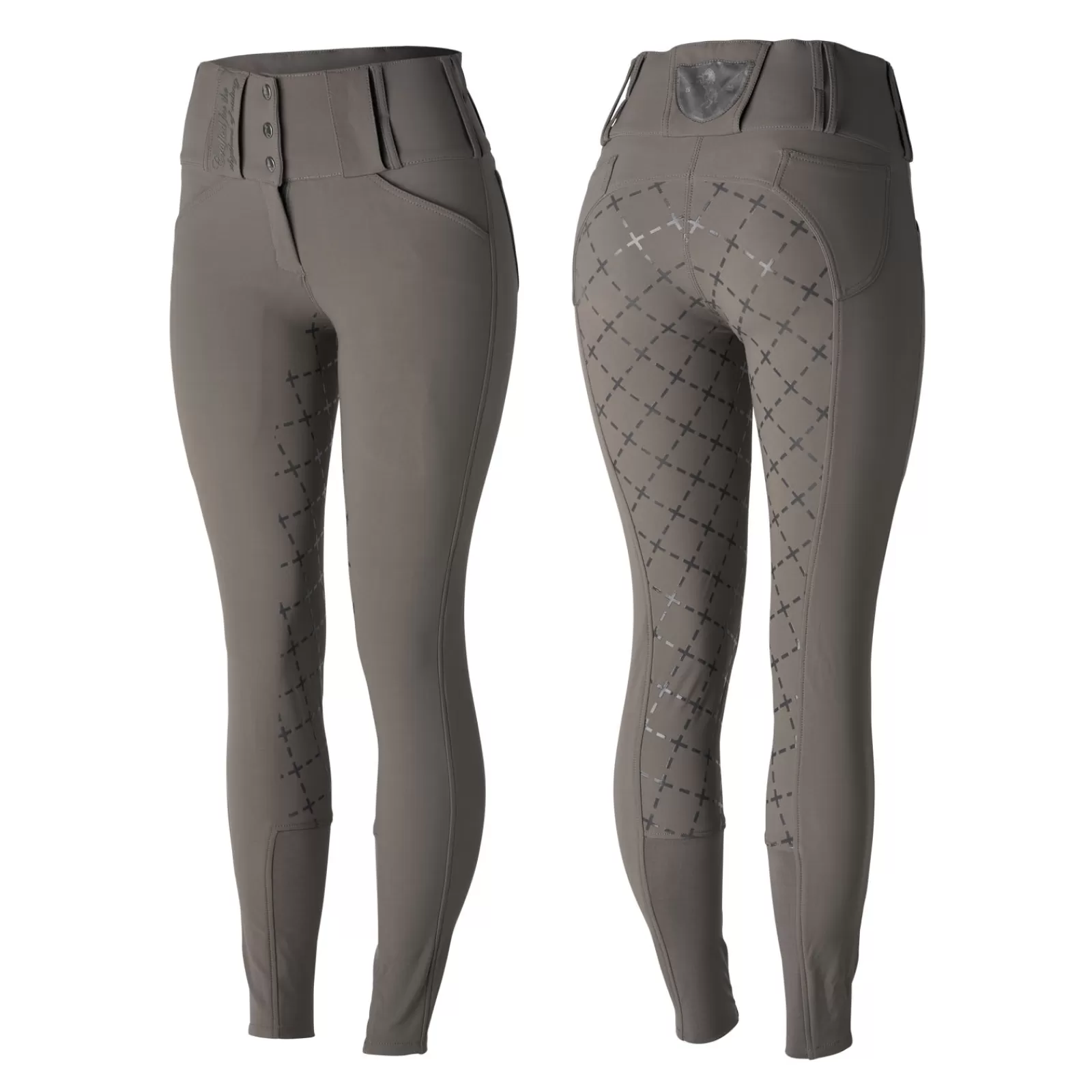 Full Seat Breeches*horze Desiree Women'S Silicone Full Seat Breeches Belt Loops Castle Rock Dark Drey