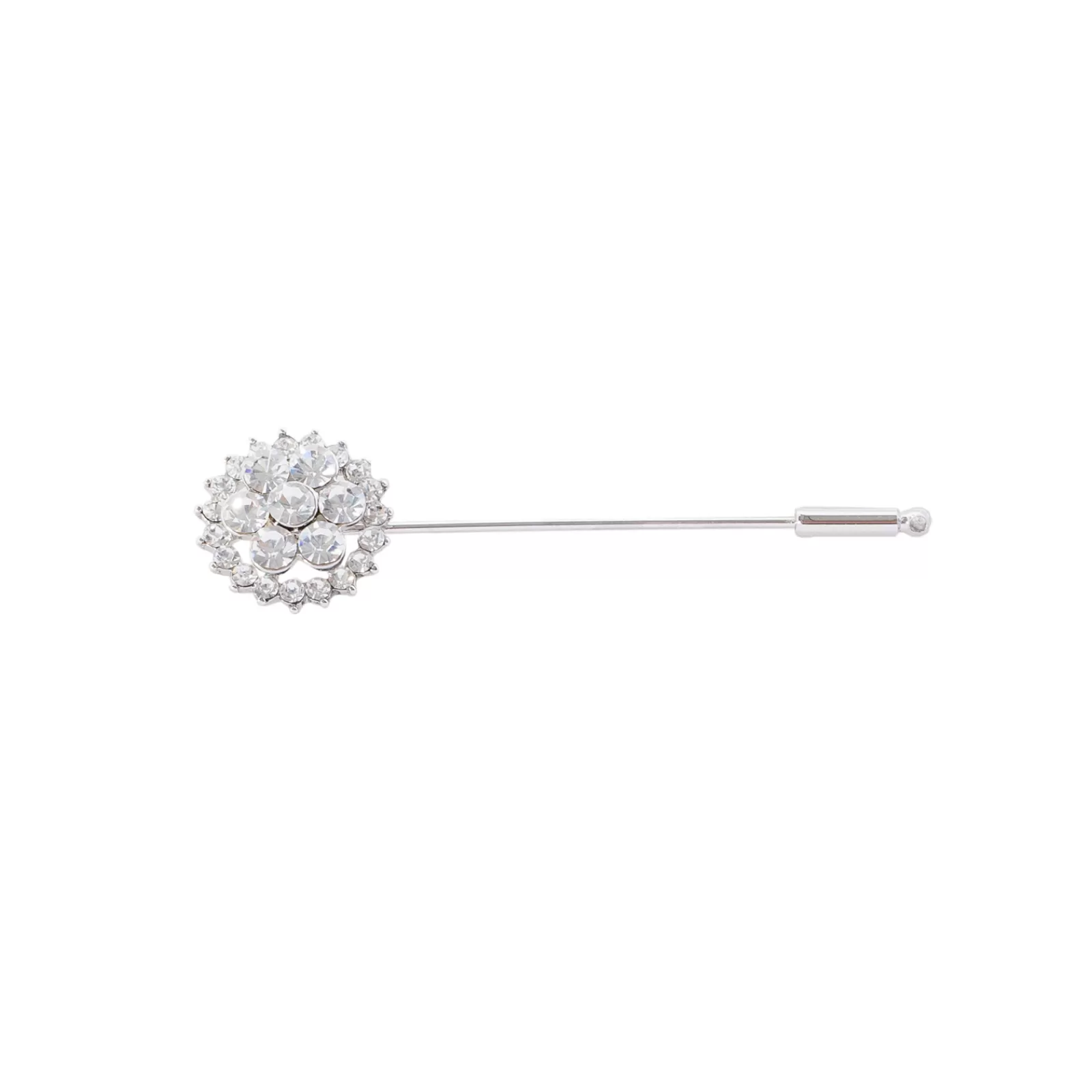 Show Clothing*horze Flower Crystal Stock Pin Silver