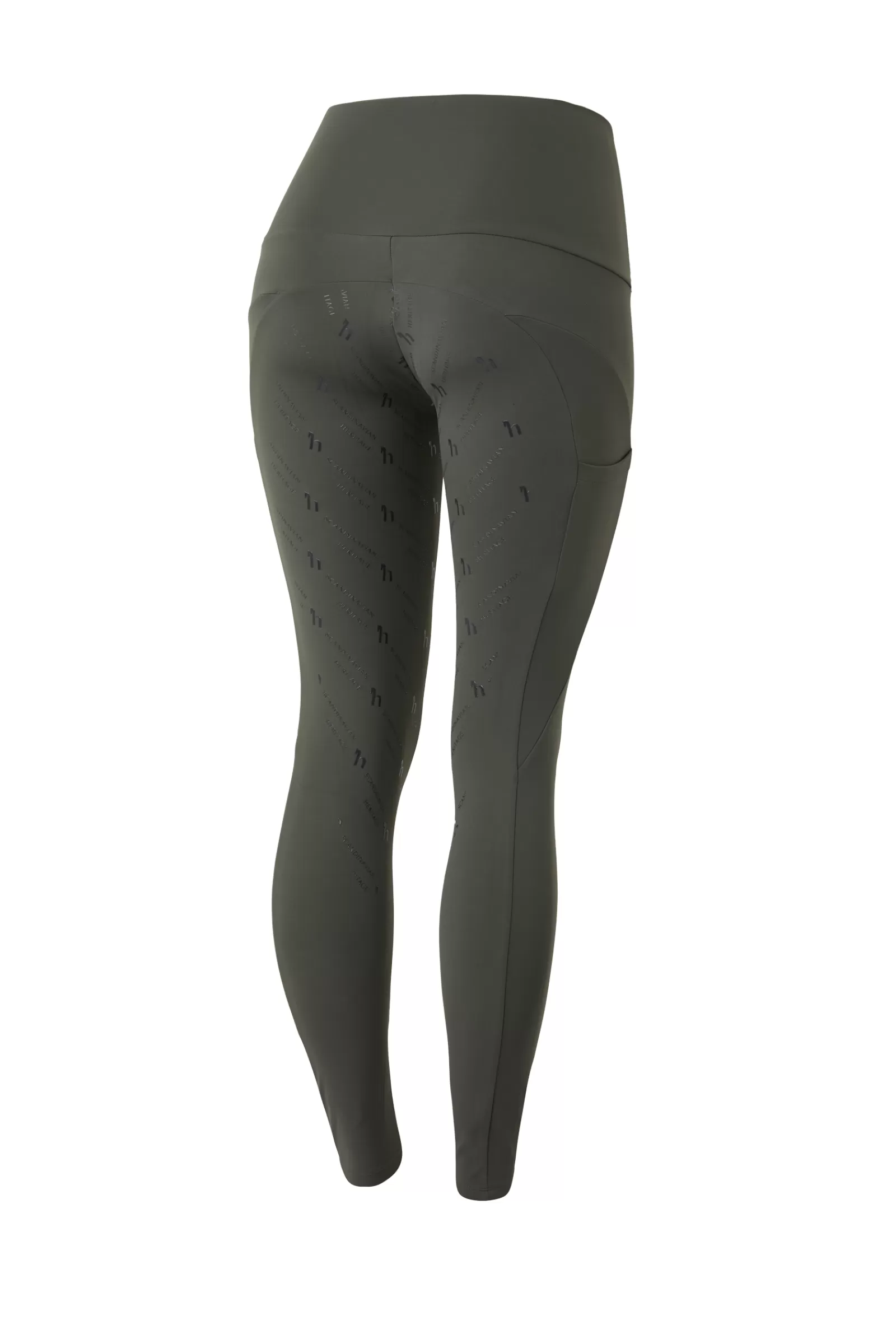 Riding Tights*horze Gabriela Women'S Silicone Full Seat Compression Riding Tights With Uv Protection Climing Ivy Dark Green