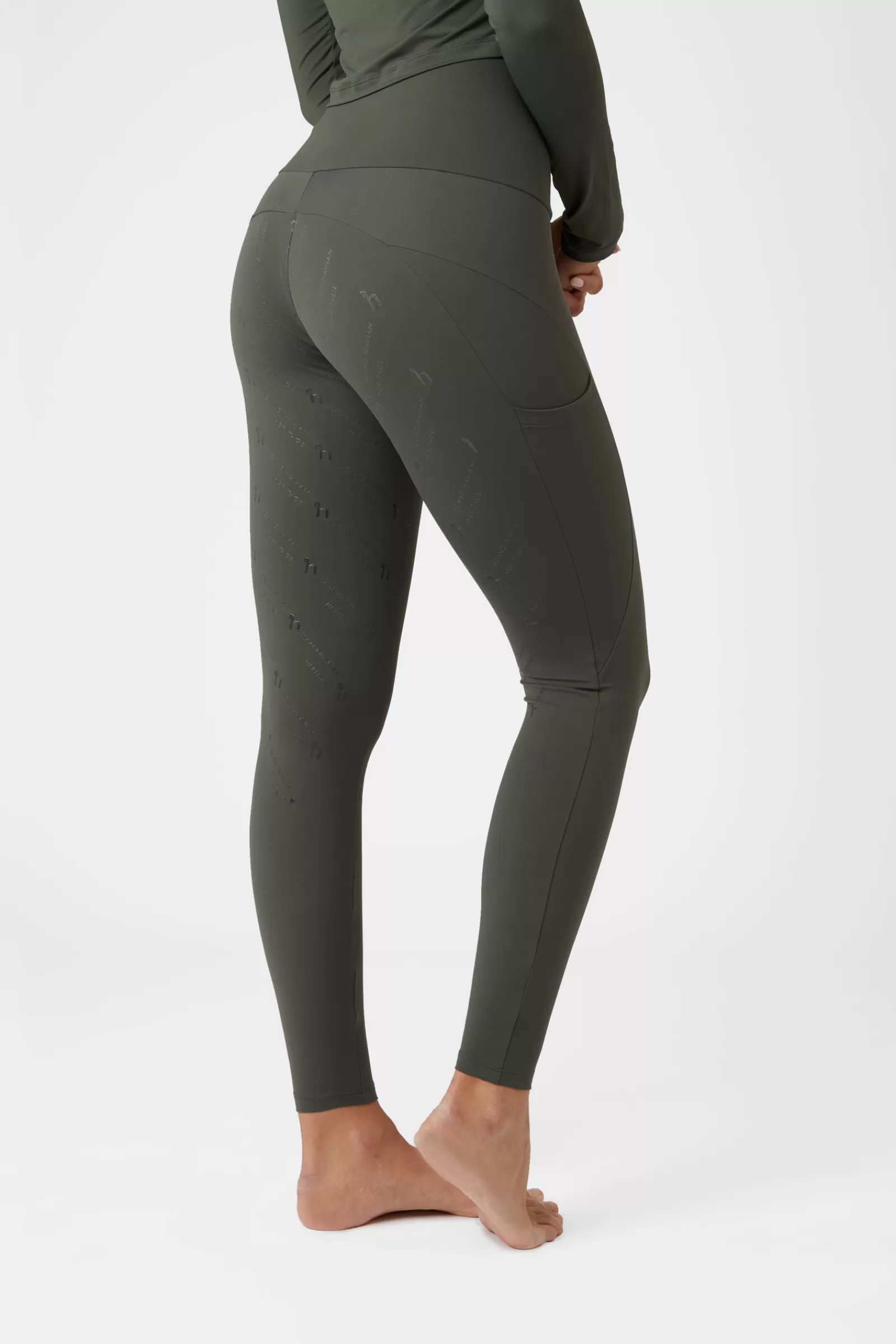 Riding Tights*horze Gabriela Women'S Silicone Full Seat Compression Riding Tights With Uv Protection Climing Ivy Dark Green
