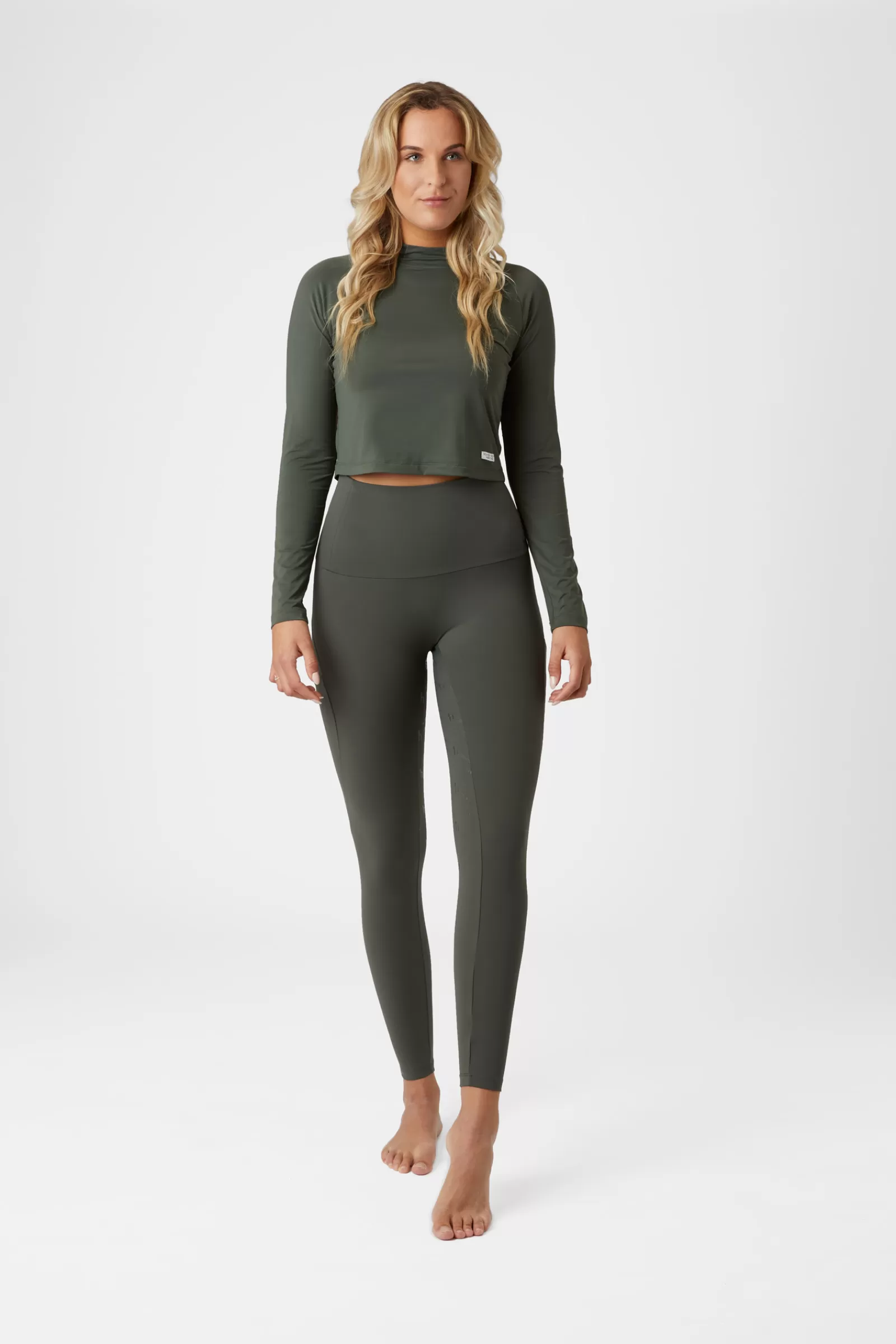 Riding Tights*horze Gabriela Women'S Silicone Full Seat Compression Riding Tights With Uv Protection Climing Ivy Dark Green