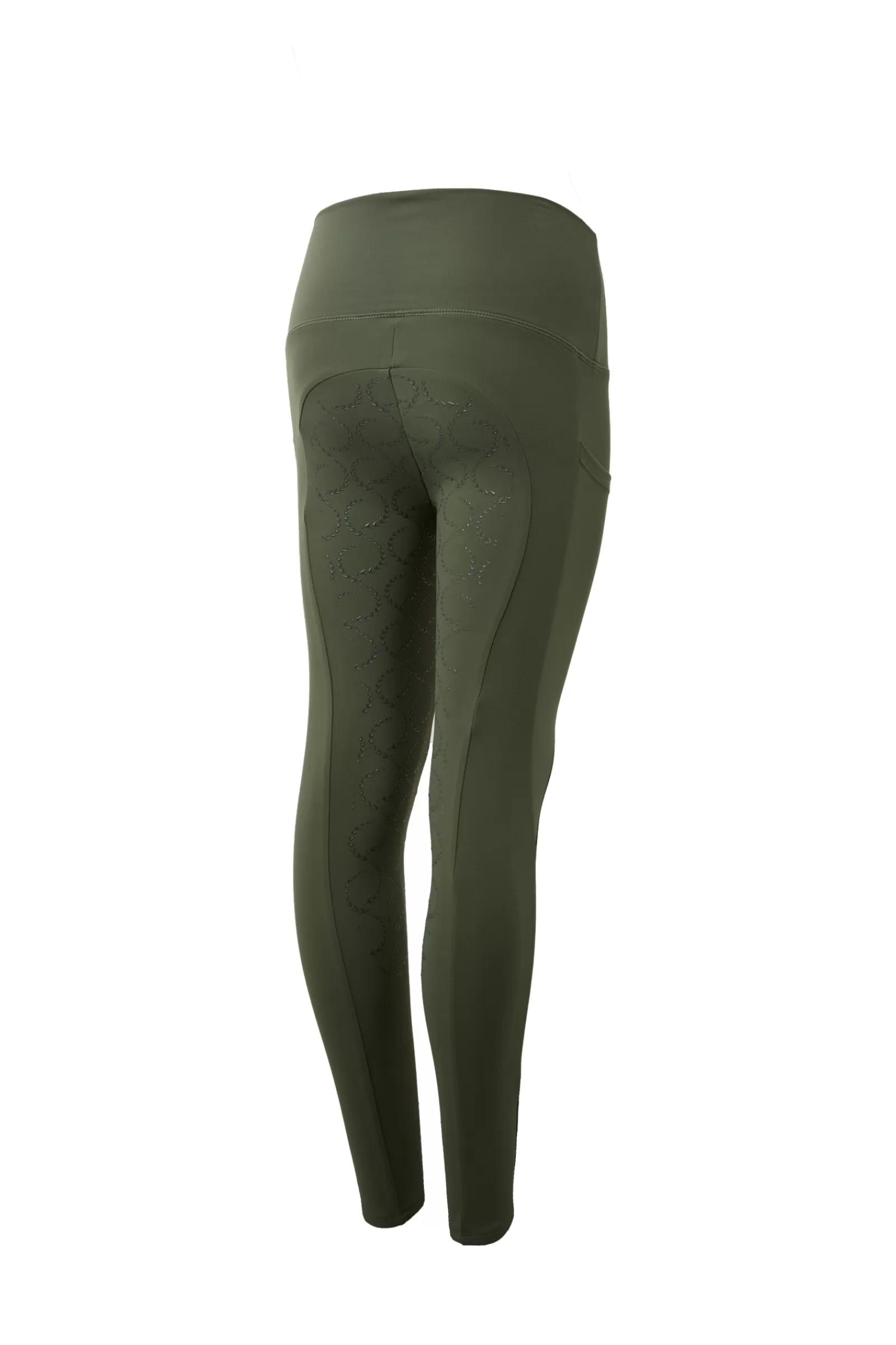 Riding Tights*horze Gillian Kids Full Seat Compression Tights Beetle Khaki Green