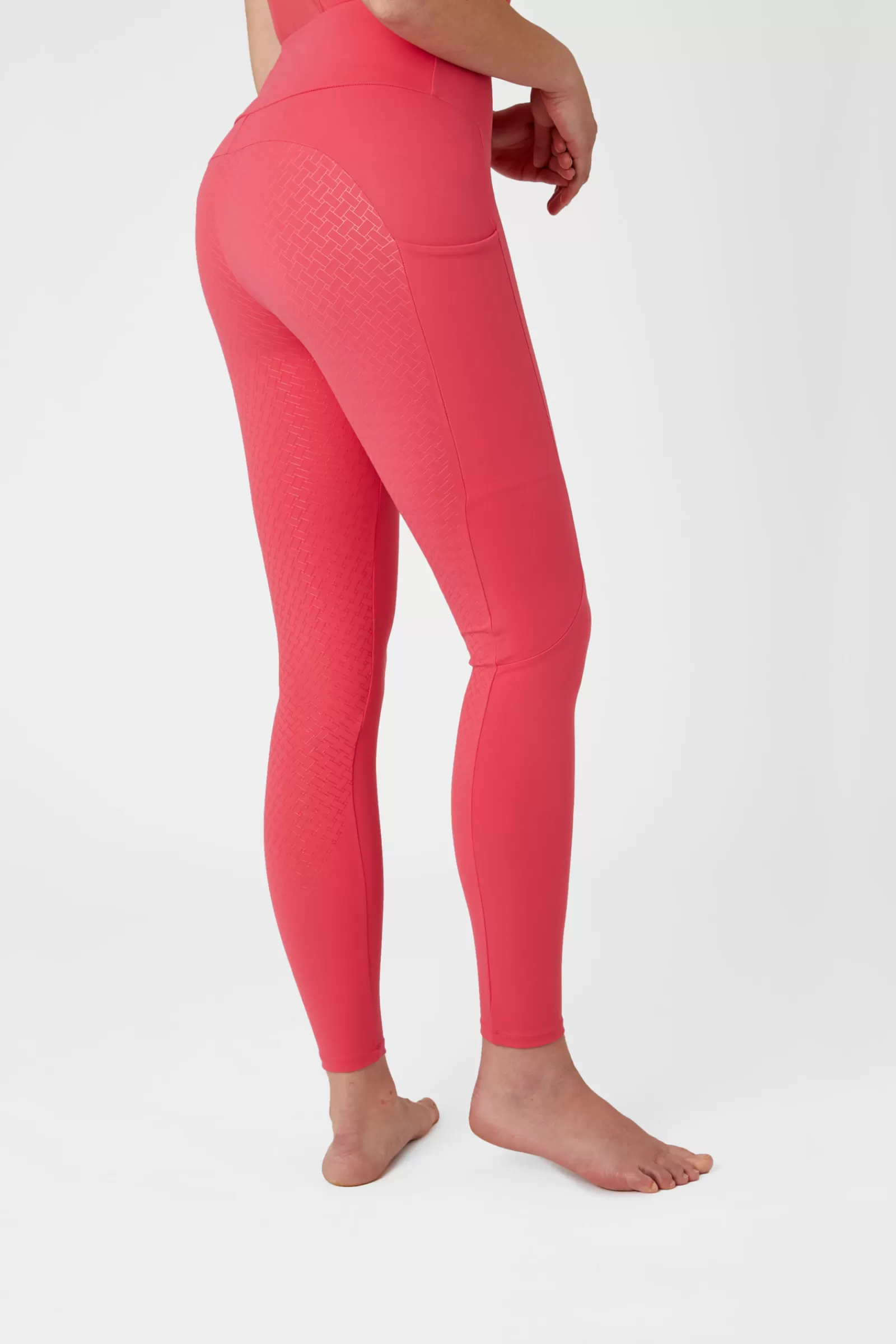 Riding Tights*horze Ginny Women'S Silicone Full Seat Riding Tights With Phone Pockets Rouge Red