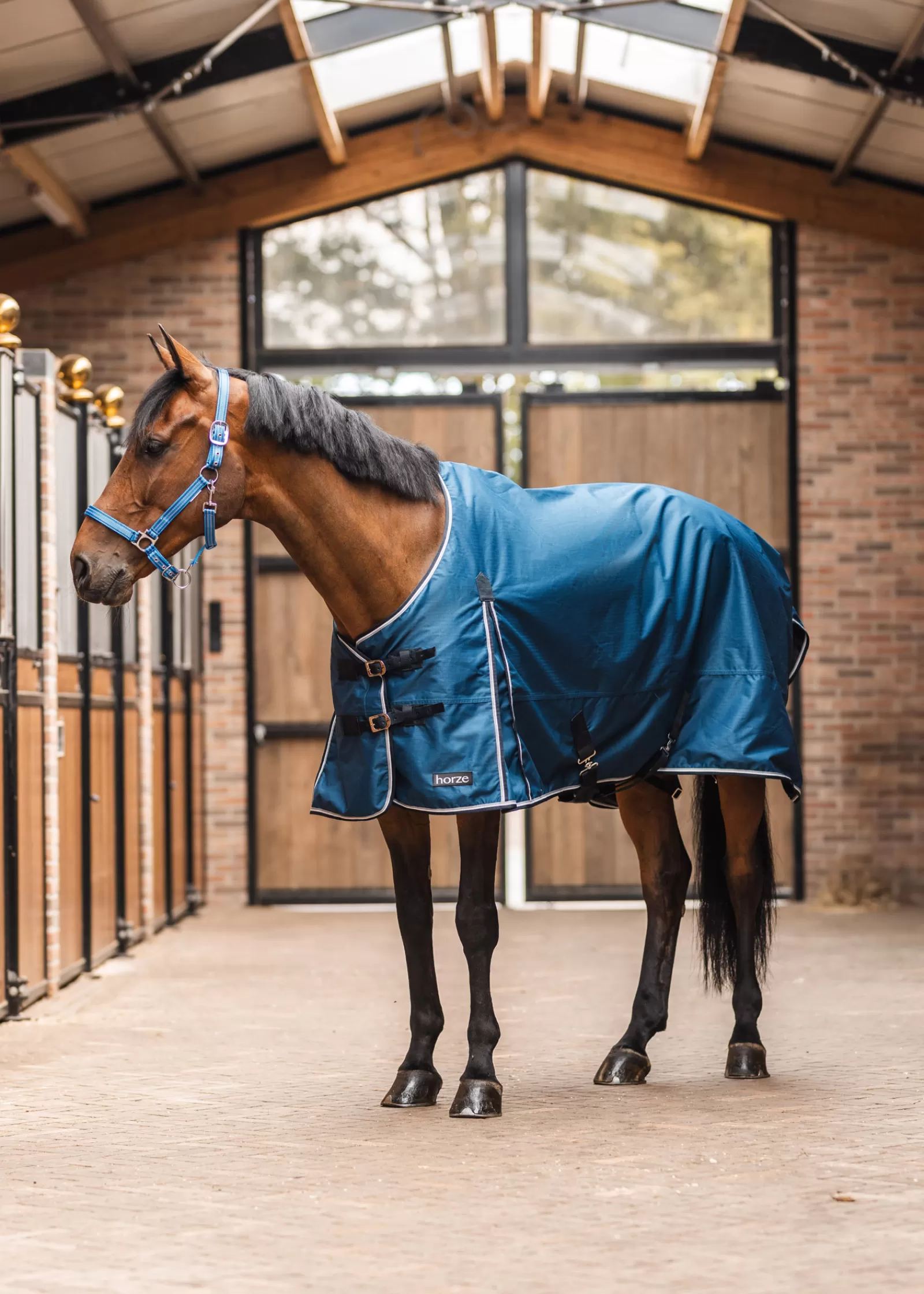 horze Glasgow Turnout Rug With Fleece Lining And Reflective Accents> Lightweight Turnout Rugs