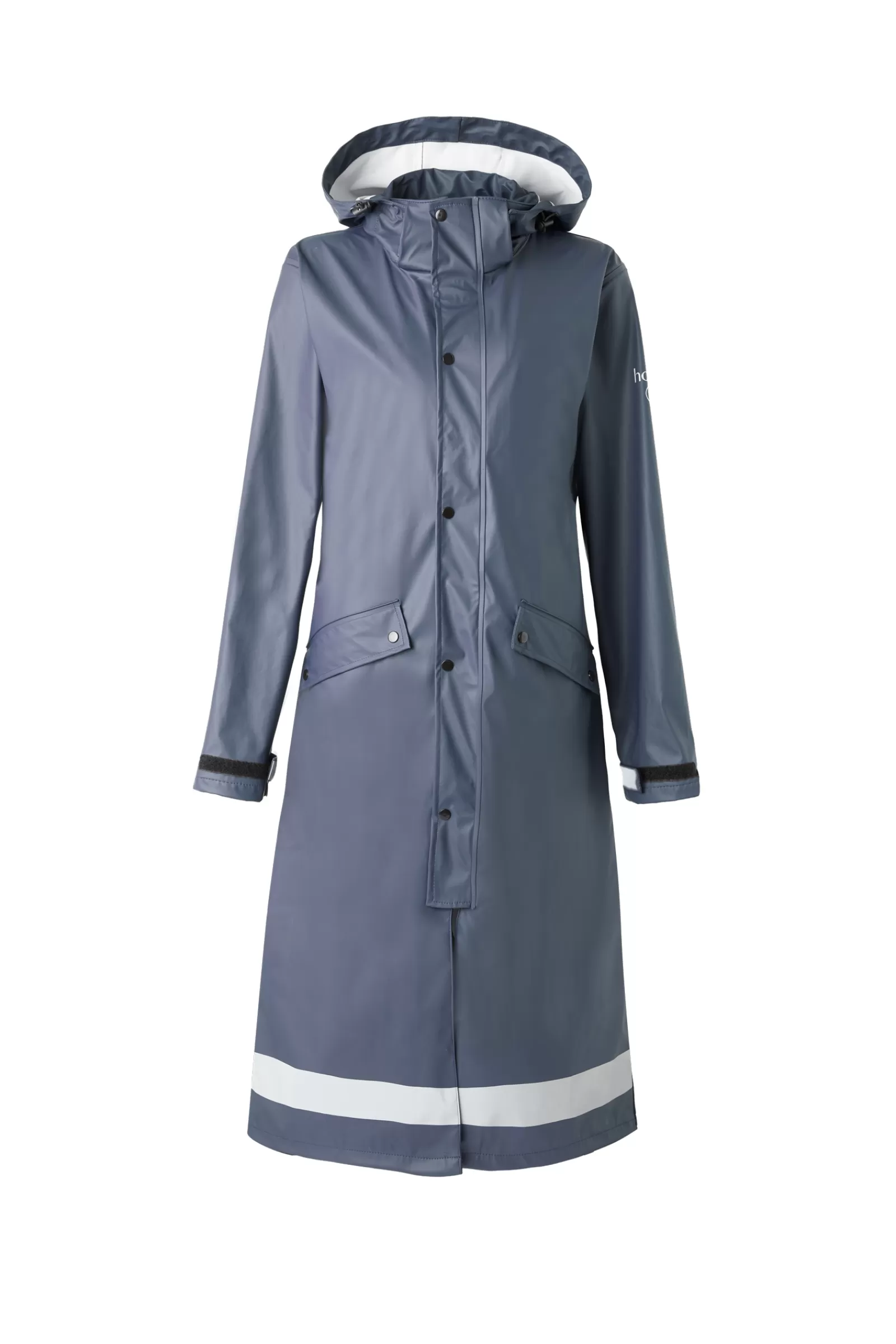 Rain Clothing*horze Hazel Women'S Long Raincoat With Slits Dark Navy