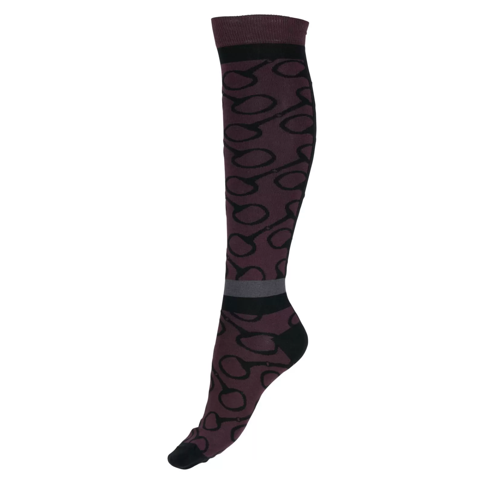 Riding Socks*horze Jacquard Knit Riding Socks Eggplant Dark Purple/ Black