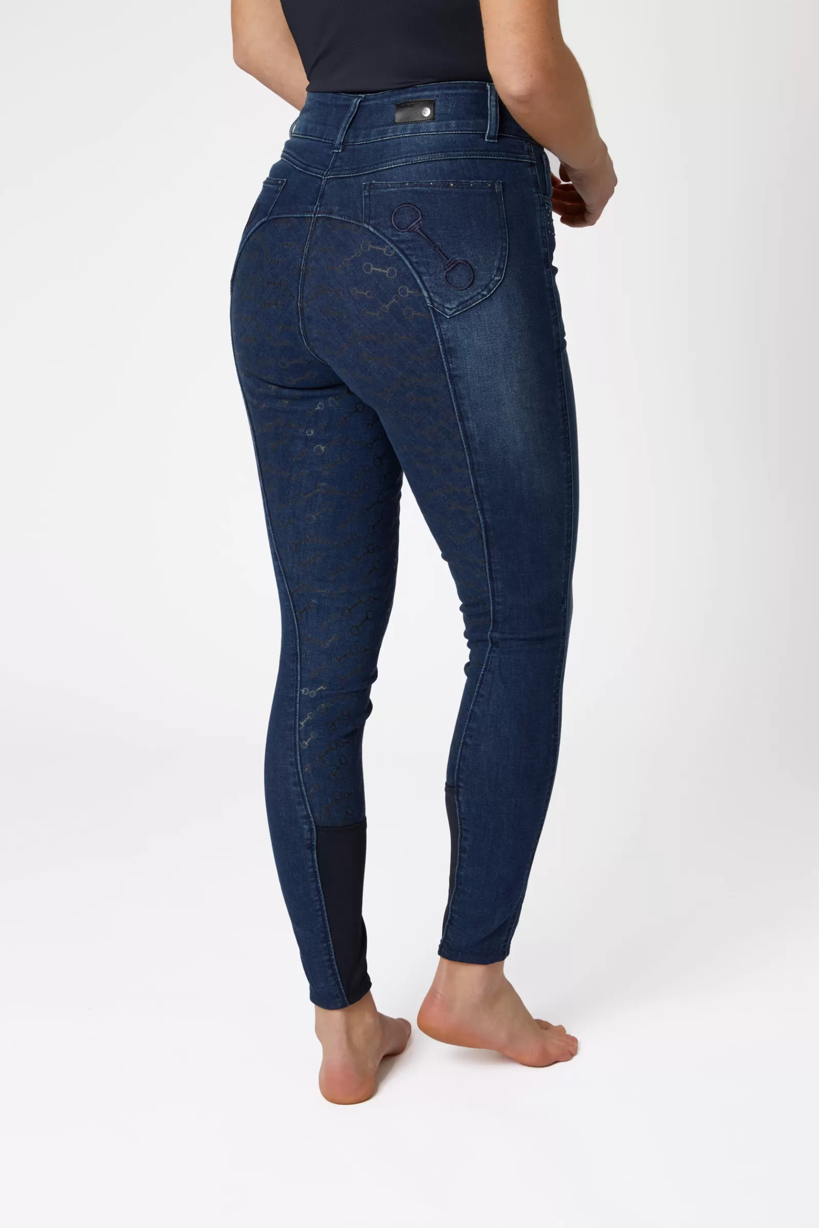 Full Seat Breeches*horze Kaia Denim Silicone Full Seat Breeches With Crystals Denim Blue