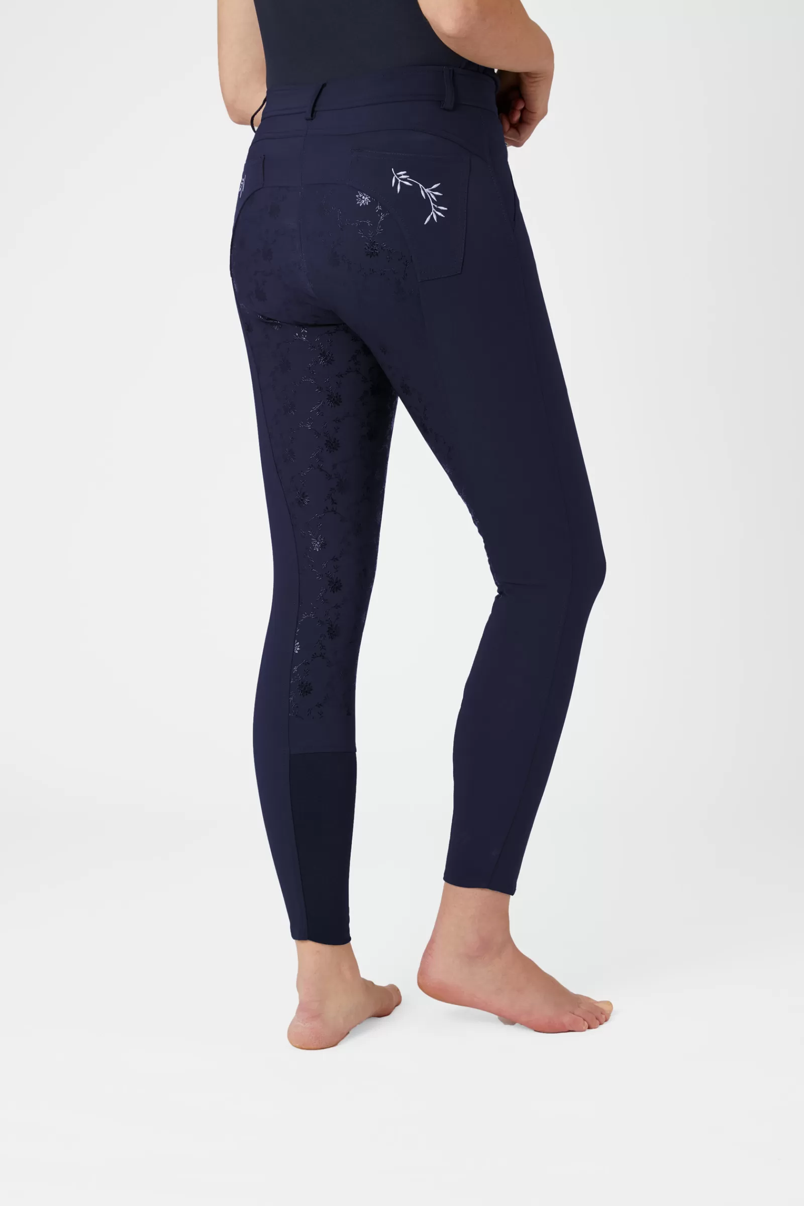 Full Seat Breeches*horze Kaitlin Women'S Full Seat Breeches With Flower Detail Peacoat Dark Blue