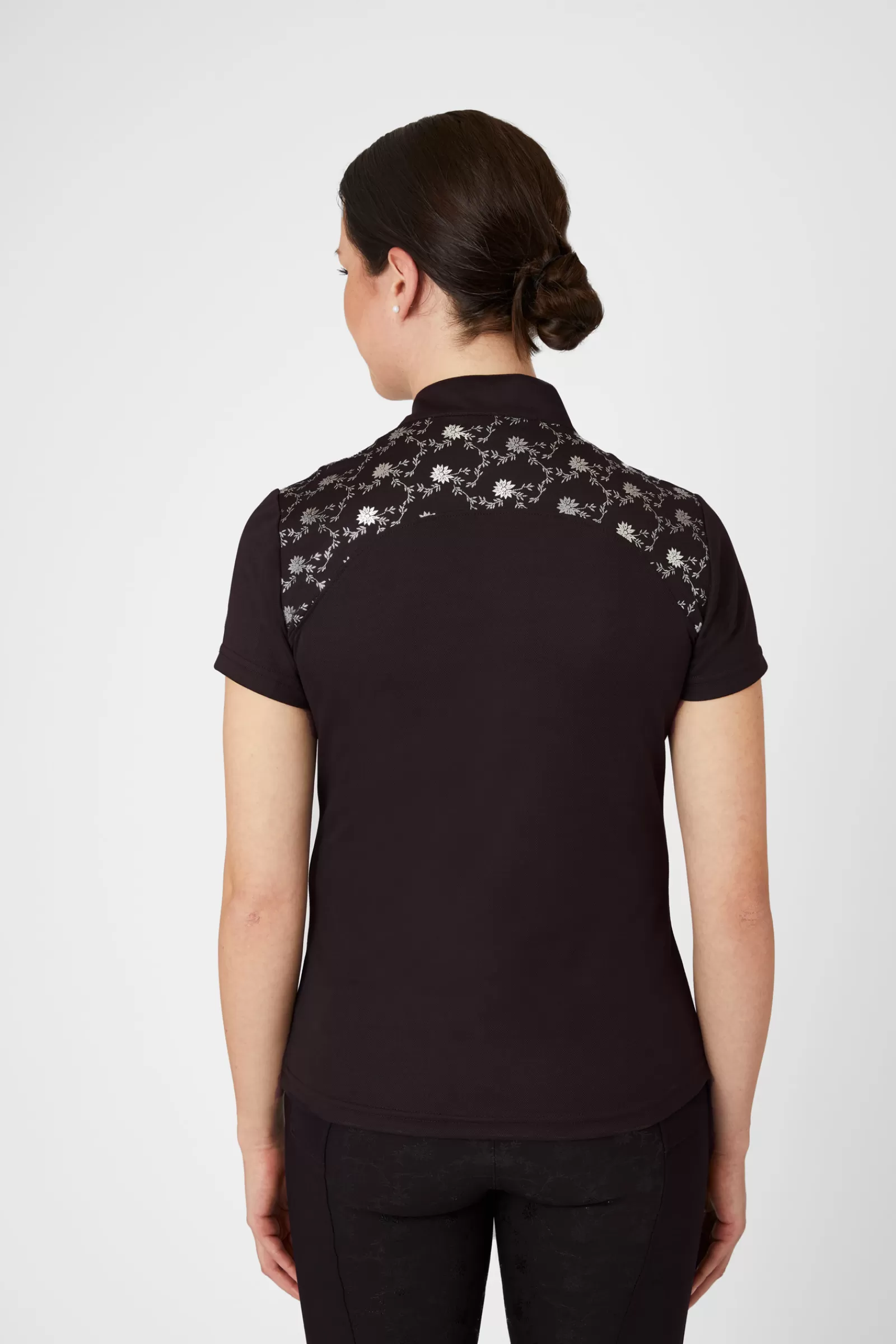 Tops & T-Shirts*horze Kaitlin Women'S Training/Show Shirt With Short Sleeves And Flower Detail After Dark Brown