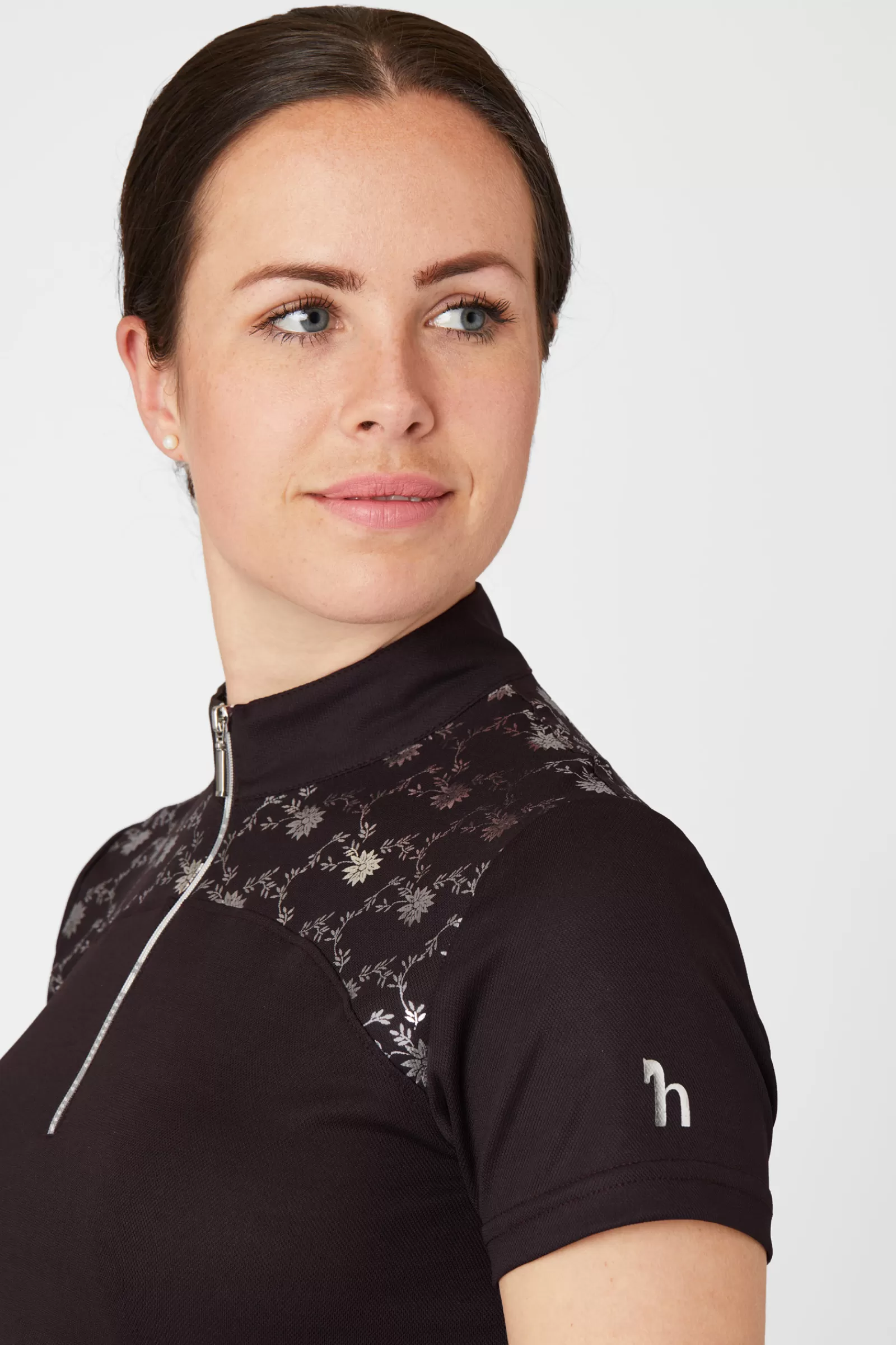 Tops & T-Shirts*horze Kaitlin Women'S Training/Show Shirt With Short Sleeves And Flower Detail After Dark Brown