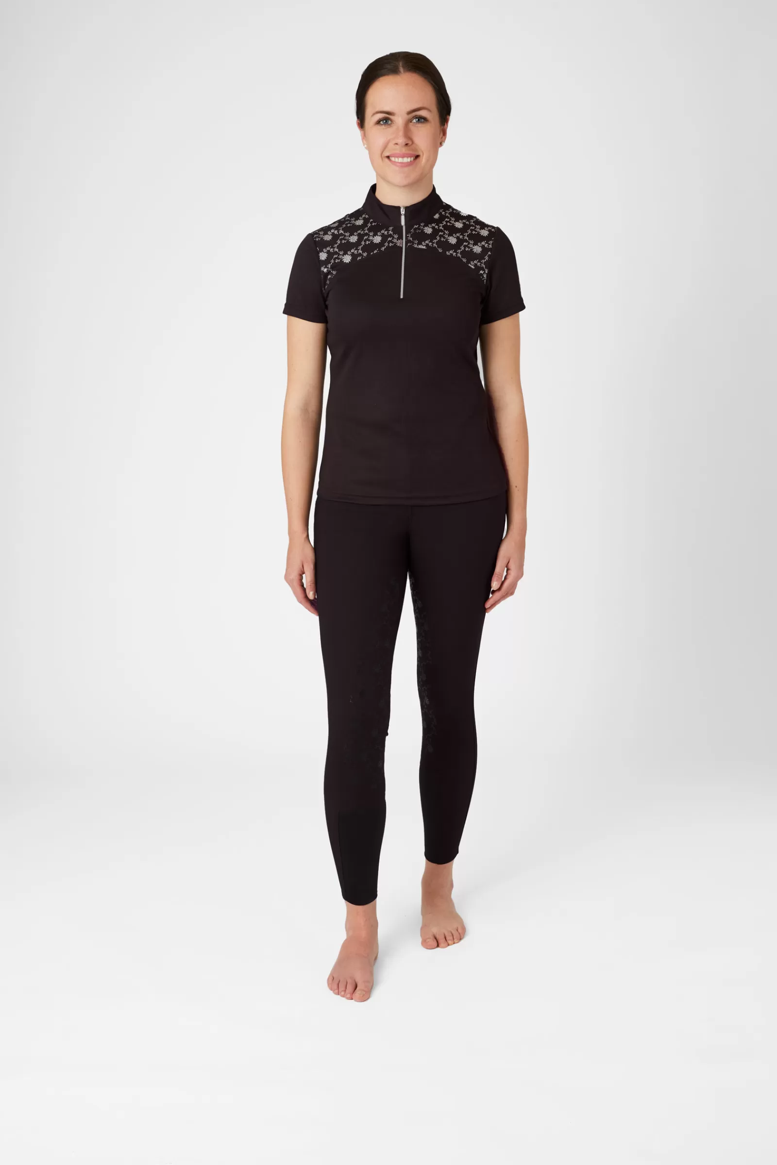 Tops & T-Shirts*horze Kaitlin Women'S Training/Show Shirt With Short Sleeves And Flower Detail After Dark Brown