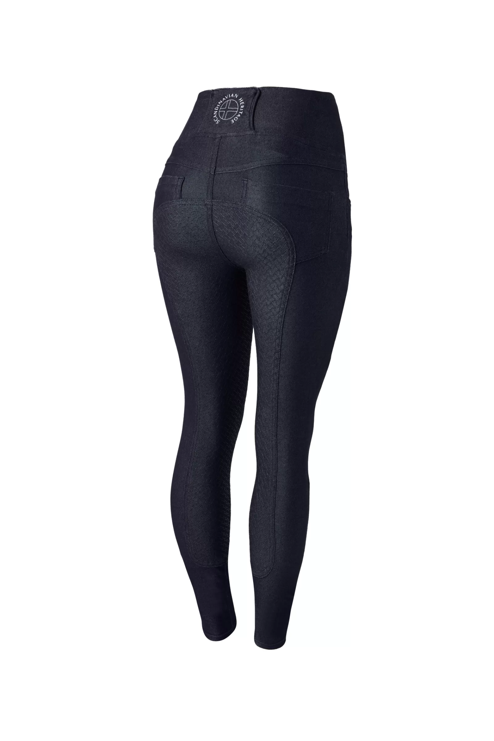 Riding Tights*horze Katia Women'S Denim Look Silicone Full Seat Riding Tights Dark Blue