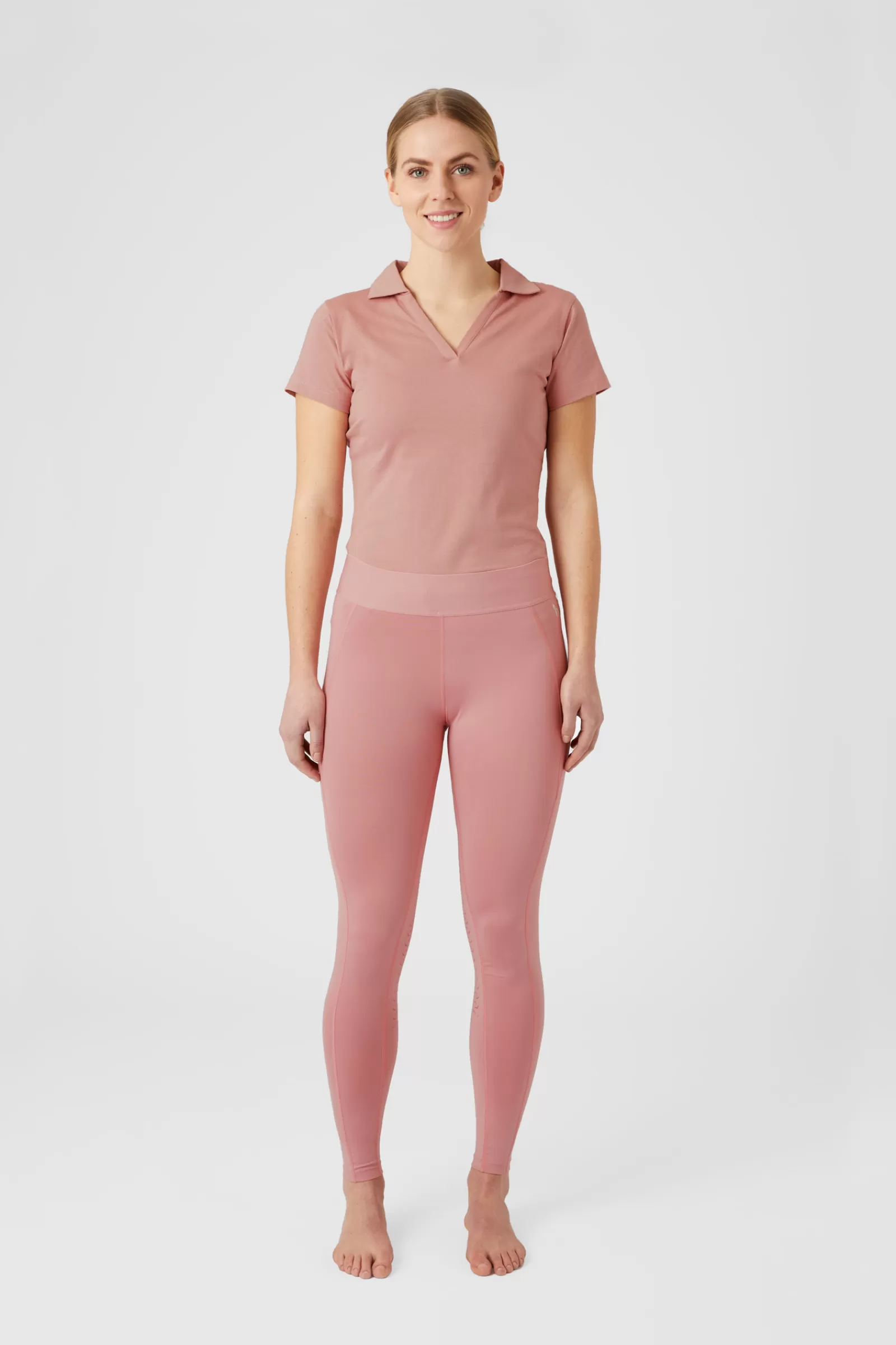 Tops & T-Shirts*horze Kia Women'S Jersey Polo Shirt With Back Print Rose Tan