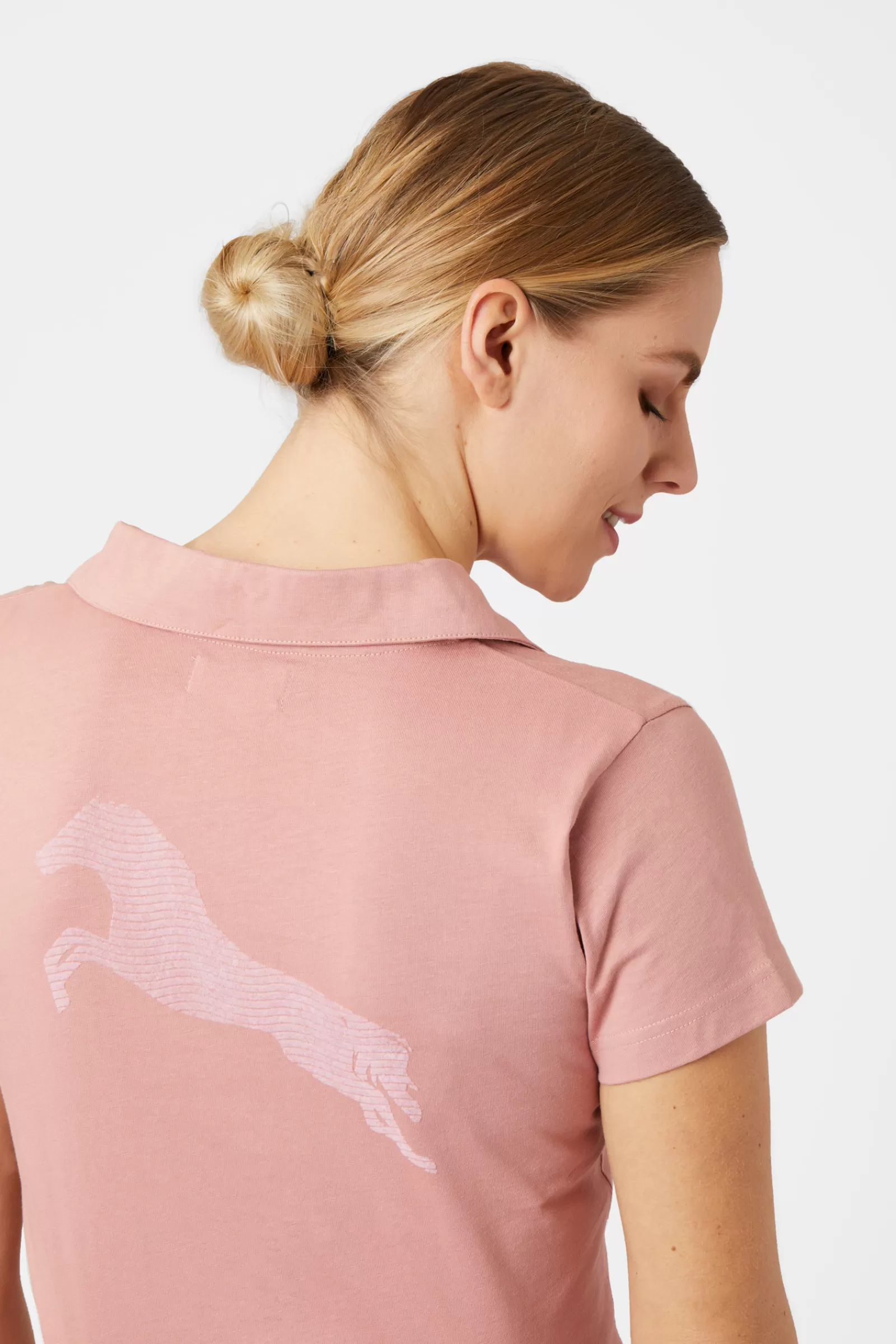Tops & T-Shirts*horze Kia Women'S Jersey Polo Shirt With Back Print Rose Tan