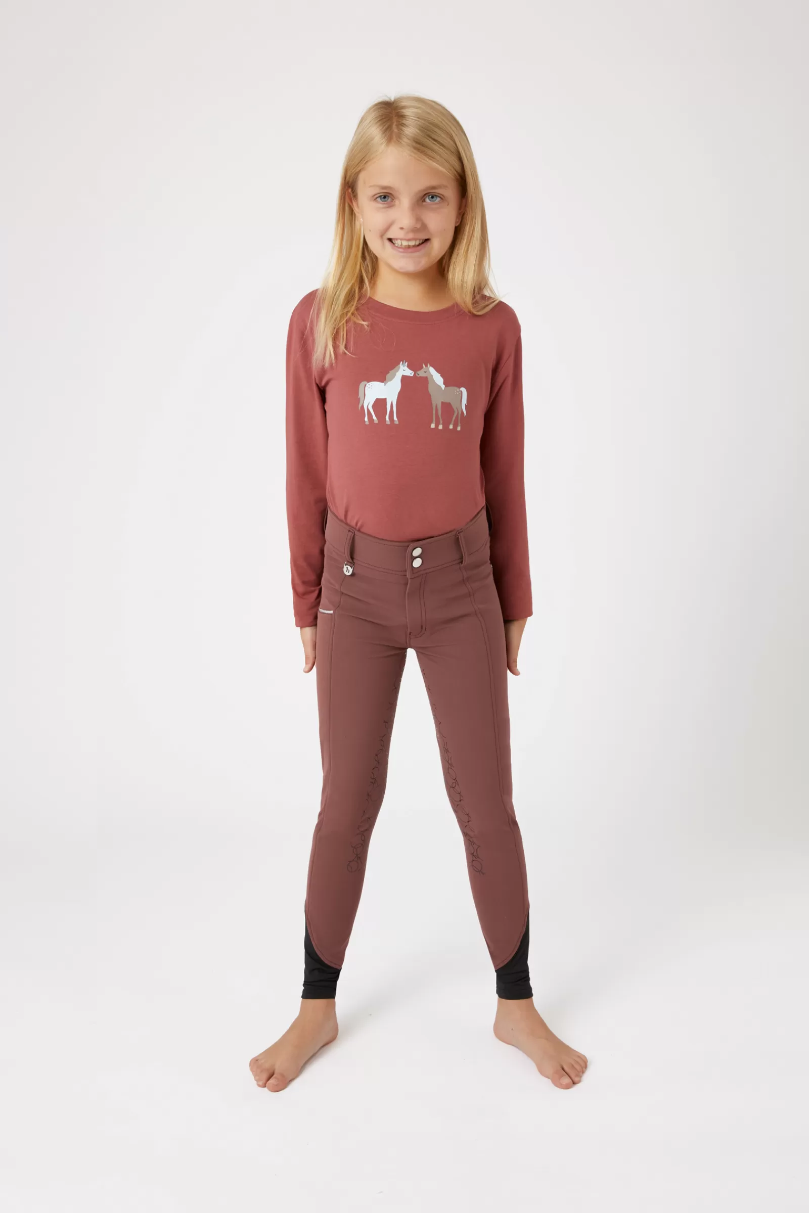 Jodhpurs & Breeches*horze Leighton Teens Silicone Full Grip Breeches With Phone Pocket Rum Raisin Brown