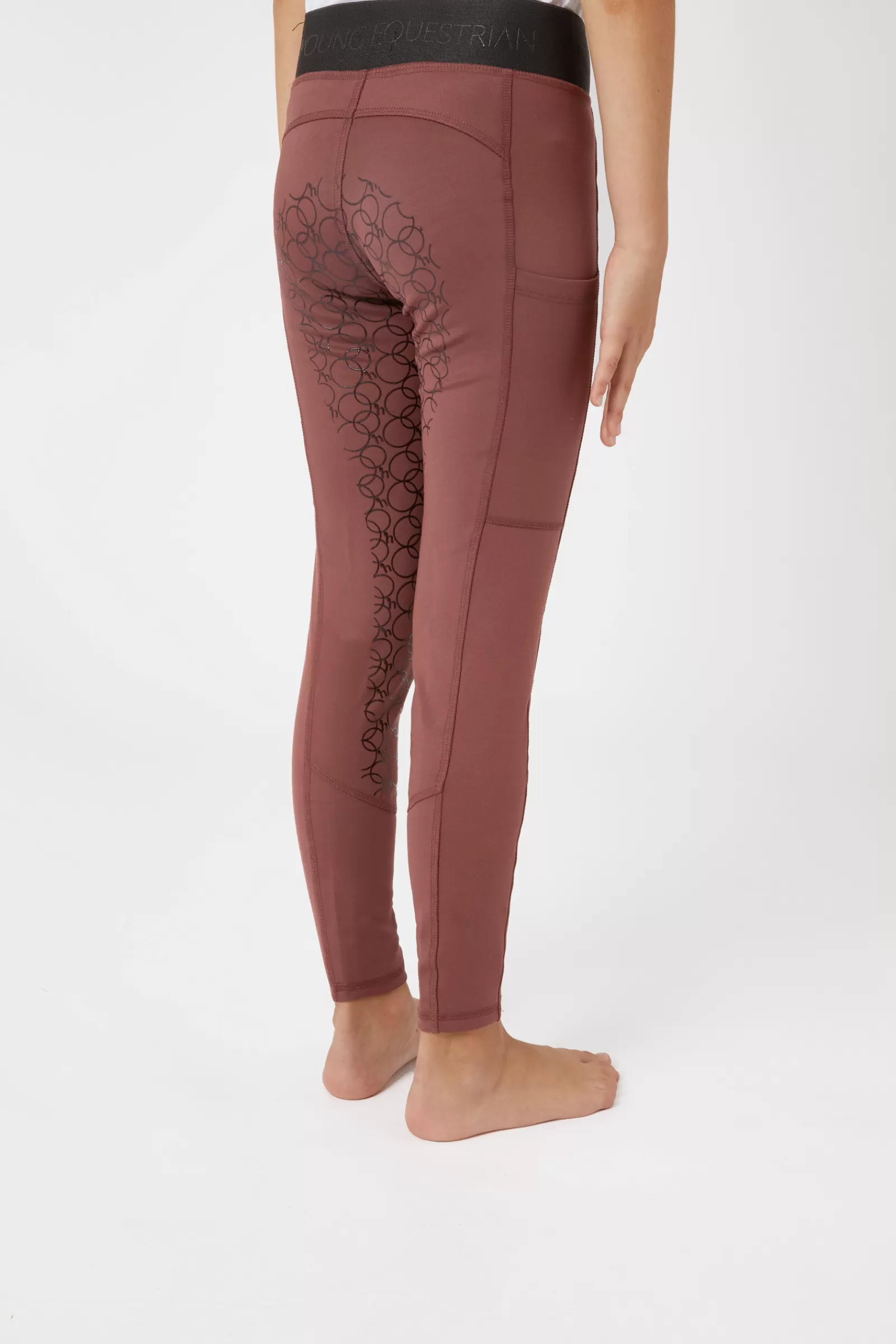 Riding Tights*horze Leighton Teens Silicone Full Grip Riding Tights With Warm Lining Rum Raisin Brown