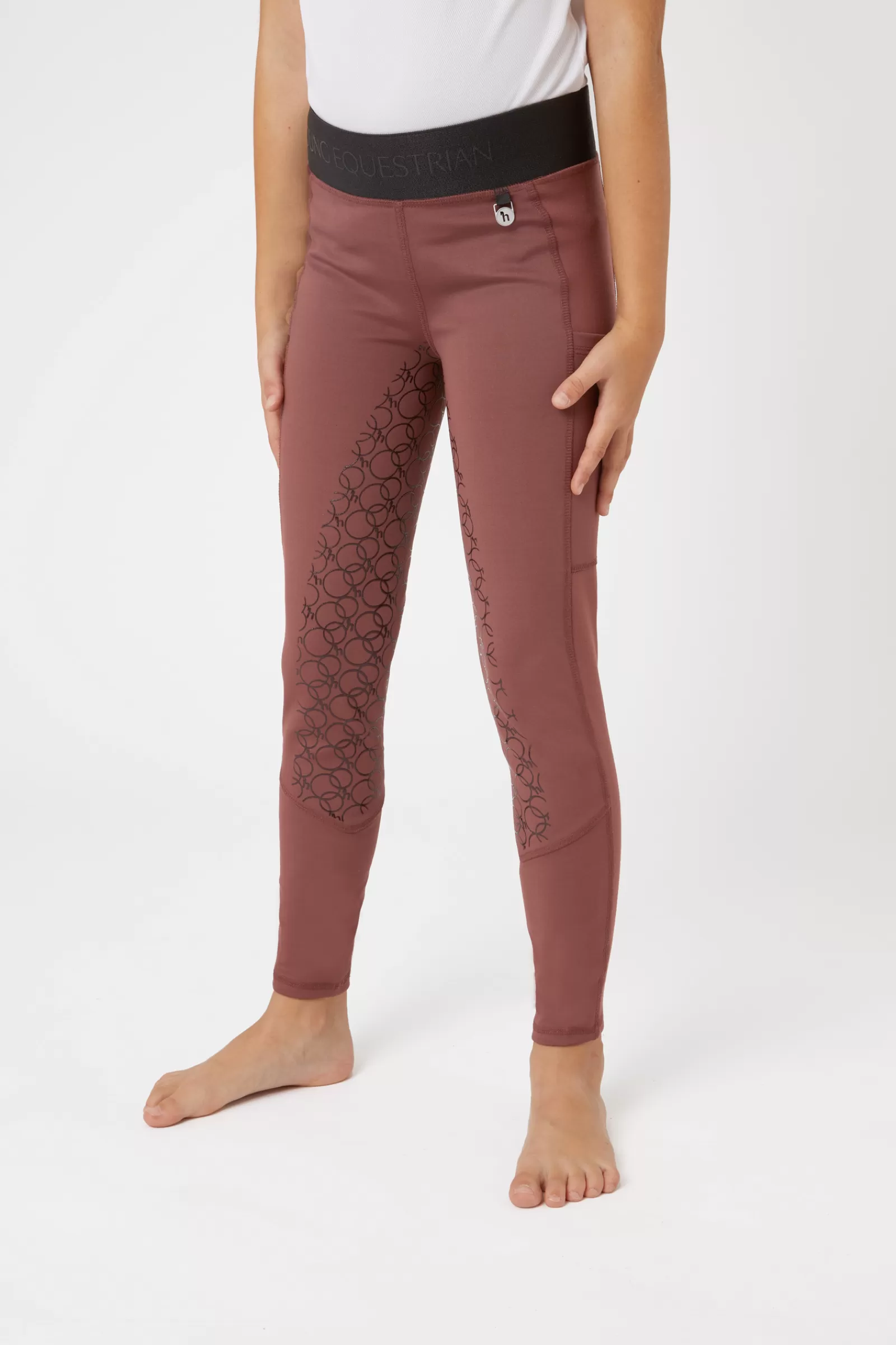 Riding Tights*horze Leighton Teens Silicone Full Grip Riding Tights With Warm Lining Rum Raisin Brown