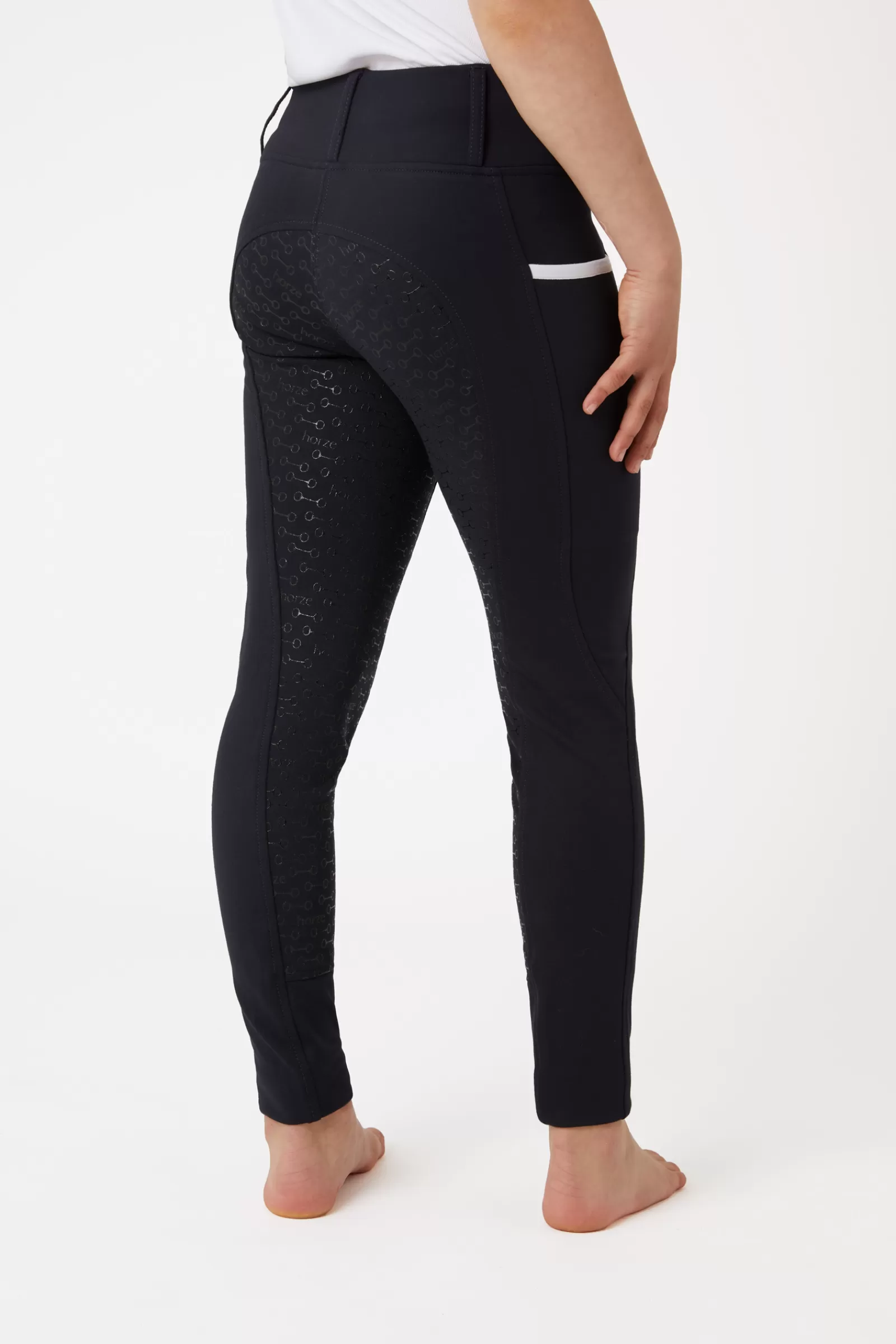 Riding Tights*horze Lucinda Kids High Waist Silicone Full Seat Tights Dark Navy