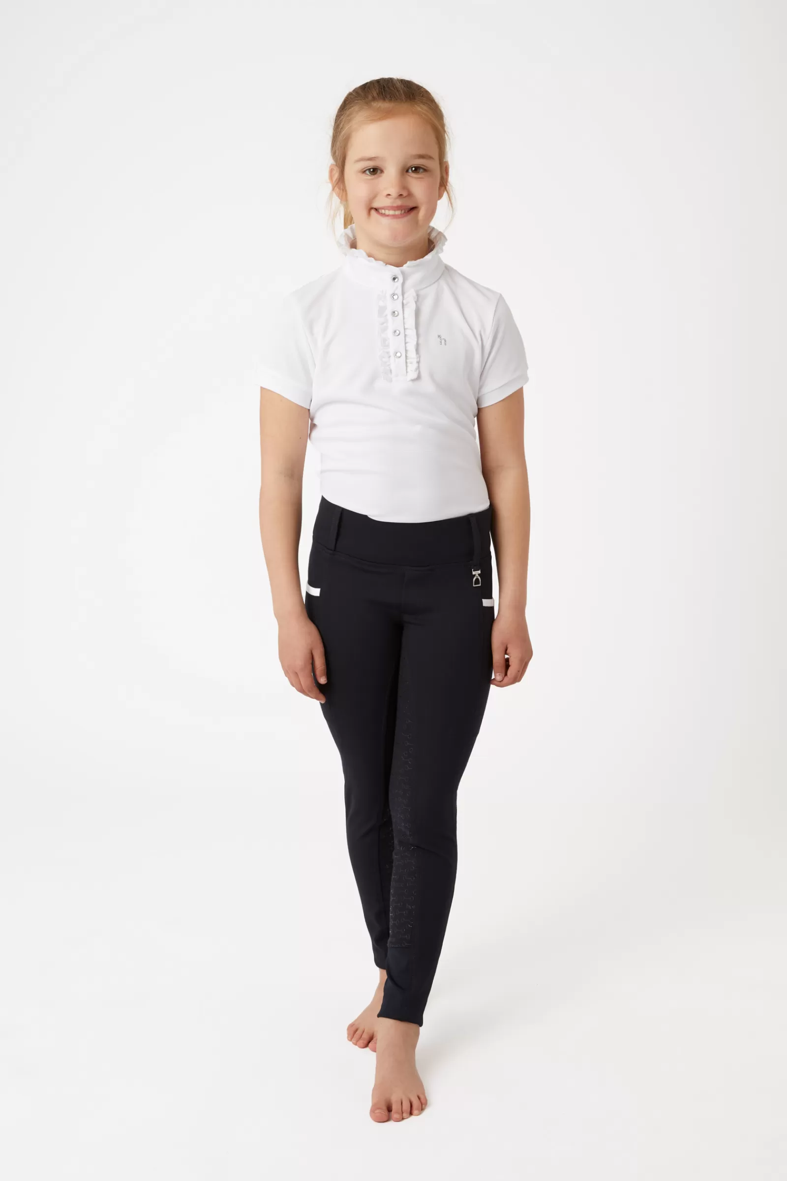 Riding Tights*horze Lucinda Kids High Waist Silicone Full Seat Tights Dark Navy