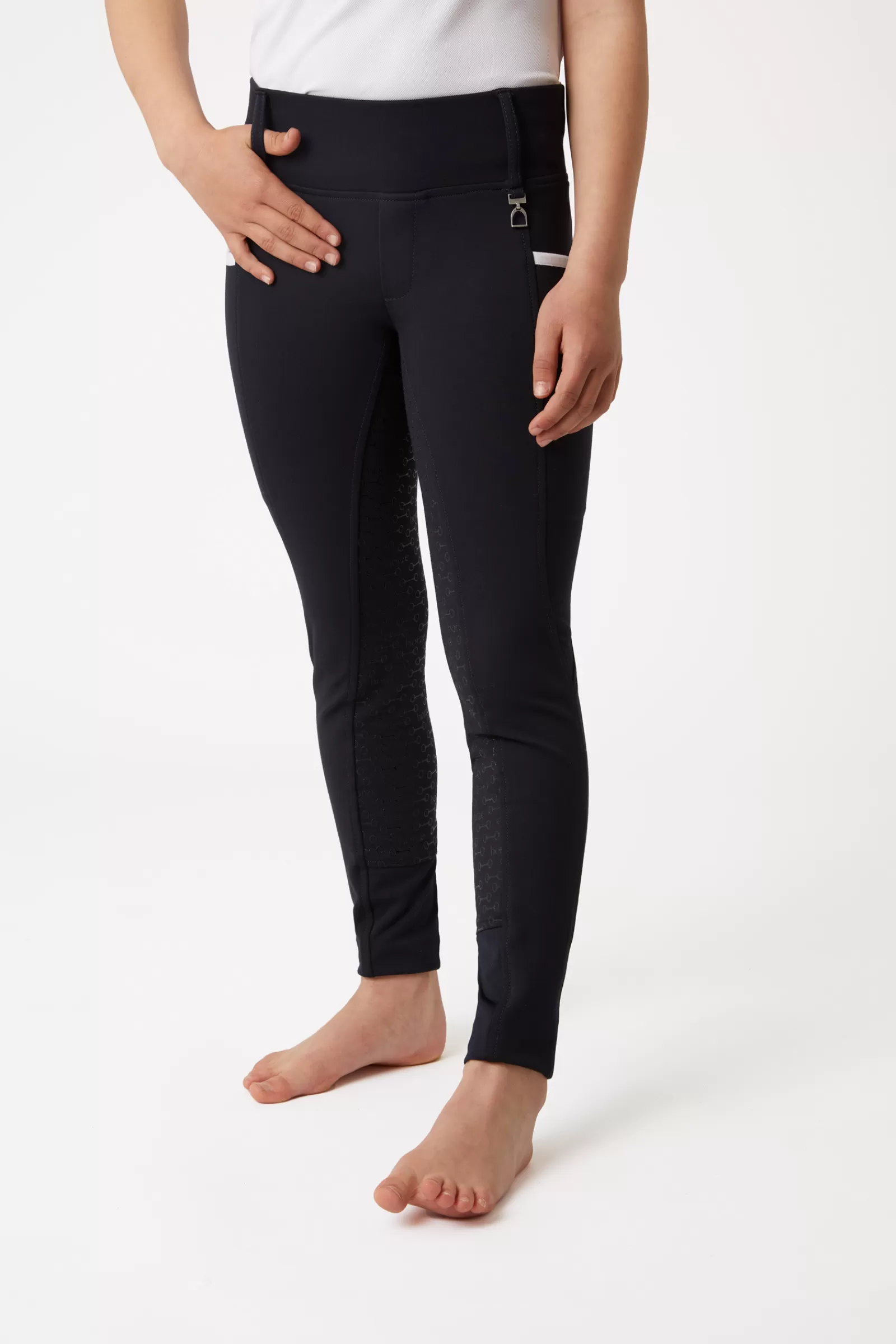 Riding Tights*horze Lucinda Kids High Waist Silicone Full Seat Tights Dark Navy
